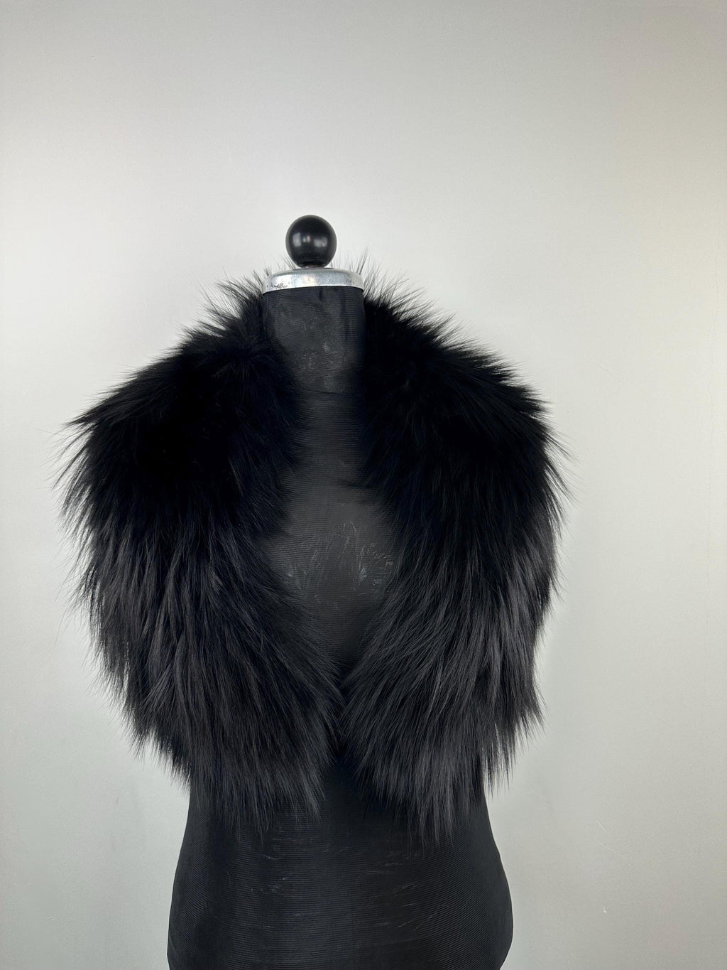 Black Fox Fur Collar – Real Fur Collar, Handmade in Greece, Luxury Neck Accessory