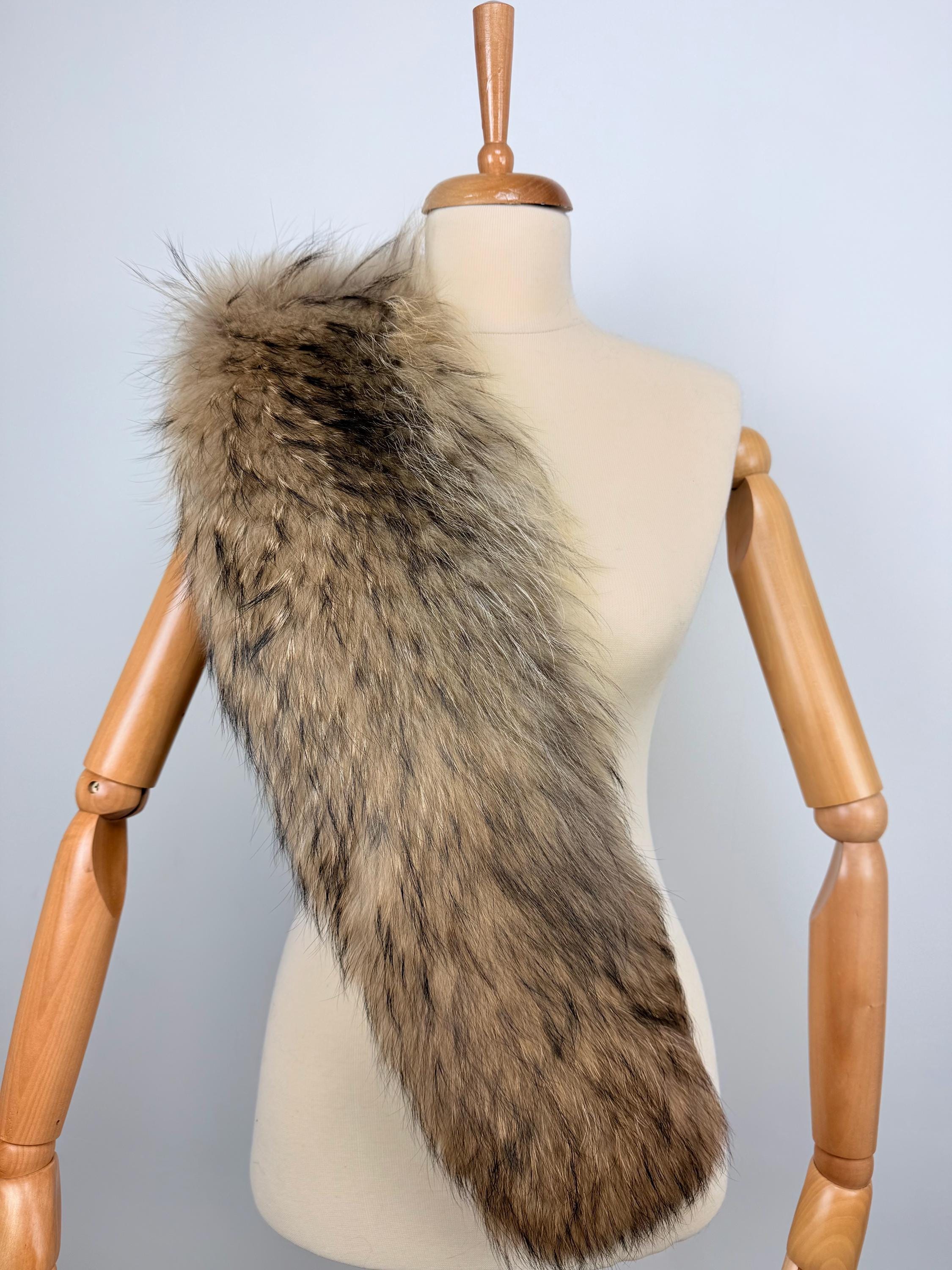 Finn Raccoon Fur Stole – Real Fur Wrap, Extra Long Luxury Fur, Handmade in Greece