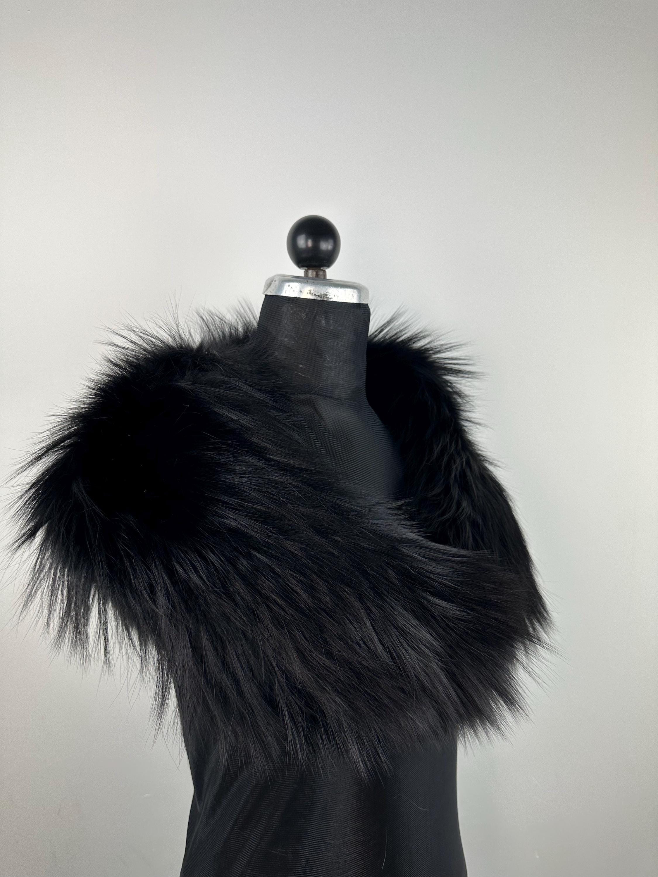 Black Fox Fur Collar – Real Fur Collar, Handmade in Greece, Luxury Neck Accessory