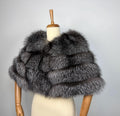 Frost Fox Fur Shawl – Real Fur Wrap, Handmade in Greece, Luxury Evening Shawl