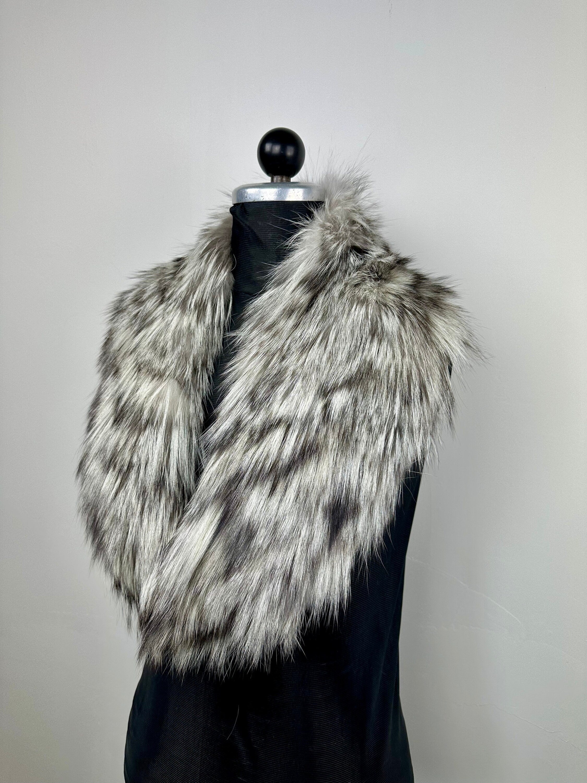 Handmade Silver Fox Fur Collar: Genuine Fur Stole