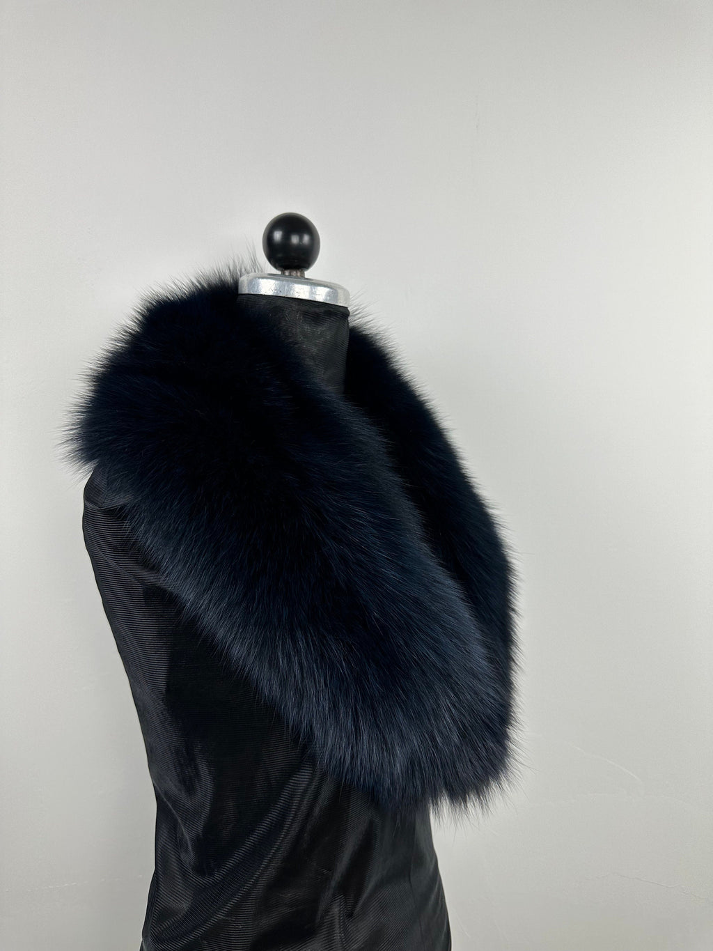 Midnight Blue Fox Fur Collar – Real Fur Collar, Handmade in Greece, Luxury Neck Accessory