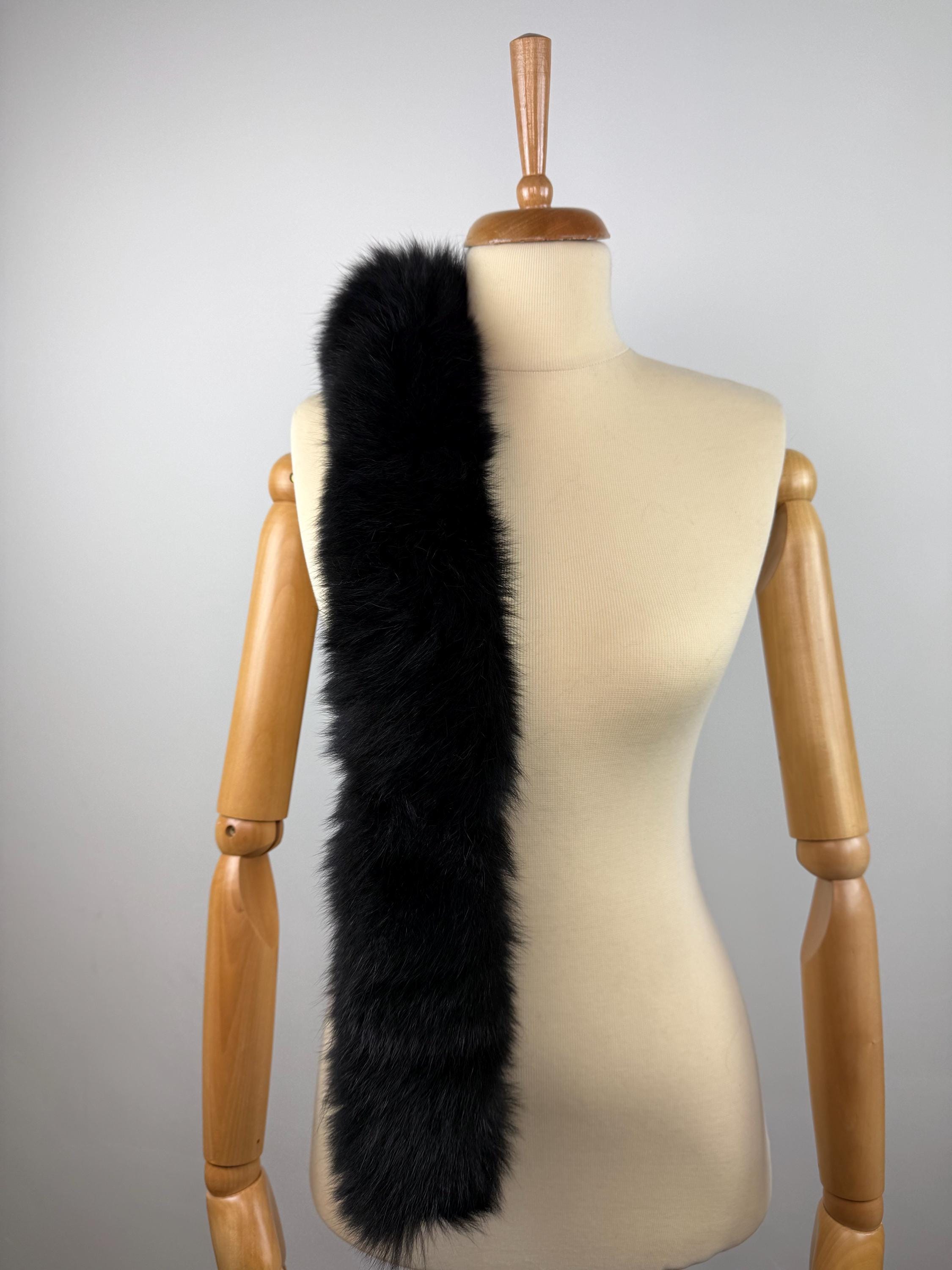 Stylish Black Fur Scarf: Genuine Fur Neck Wrap