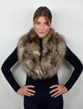 Real Crystal Fox Fur Collar: Handmade Fur Stole Neck Wrap