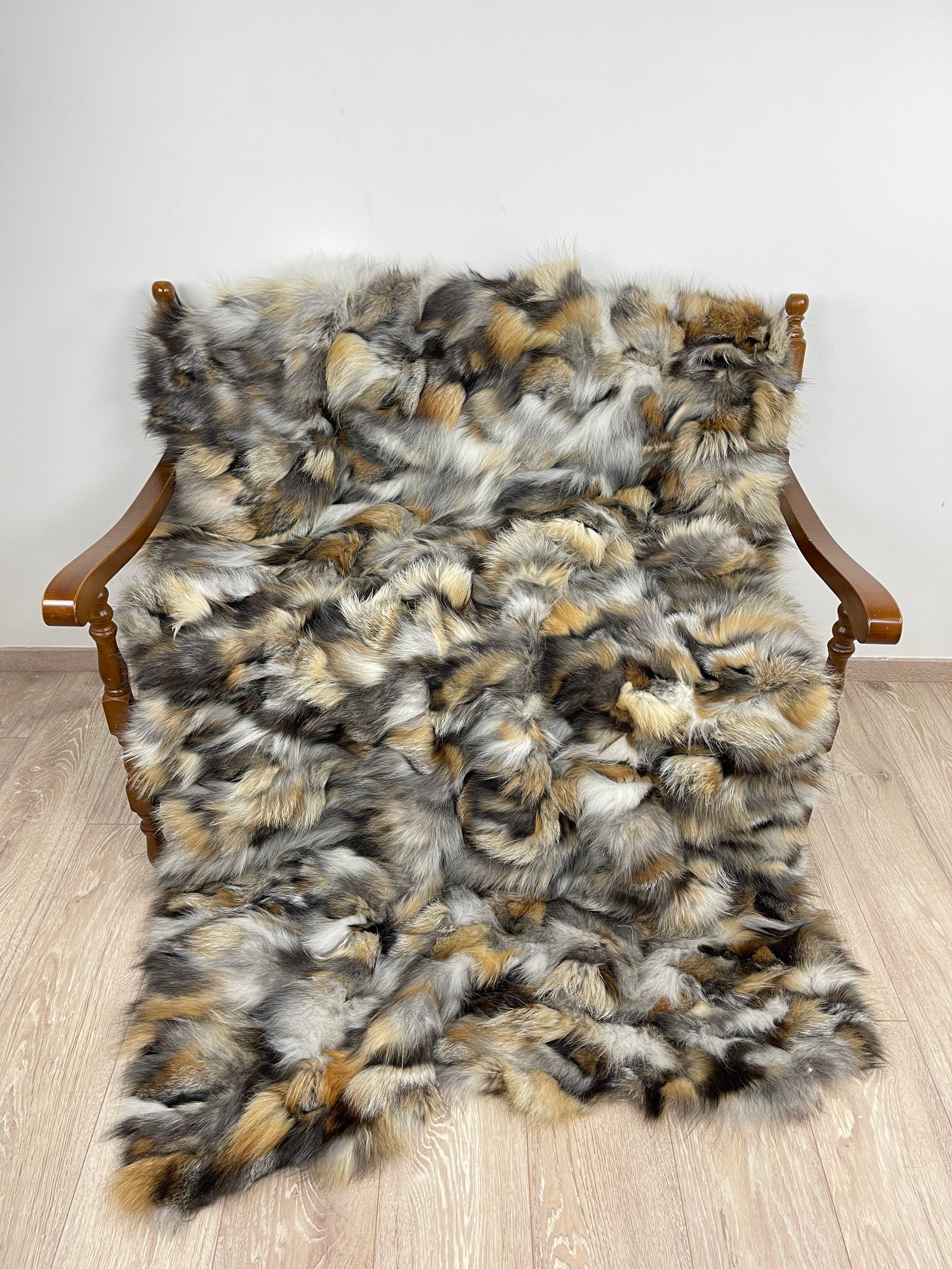 Real Fox Fur Blanket – Handmade in Greece, Luxury Fur Throw