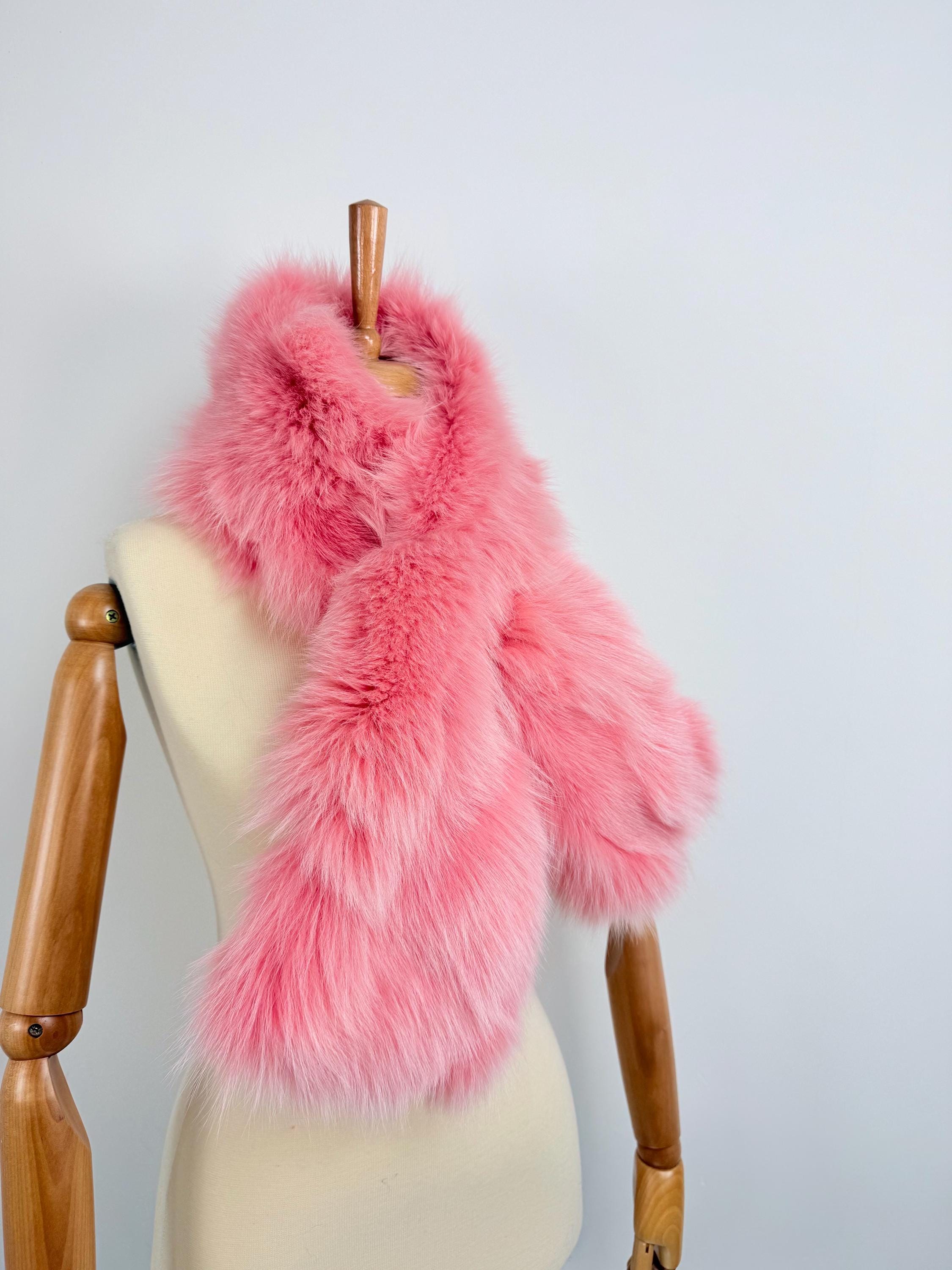 Pinker Pelzschal, Stola aus echtem Fuchspelz