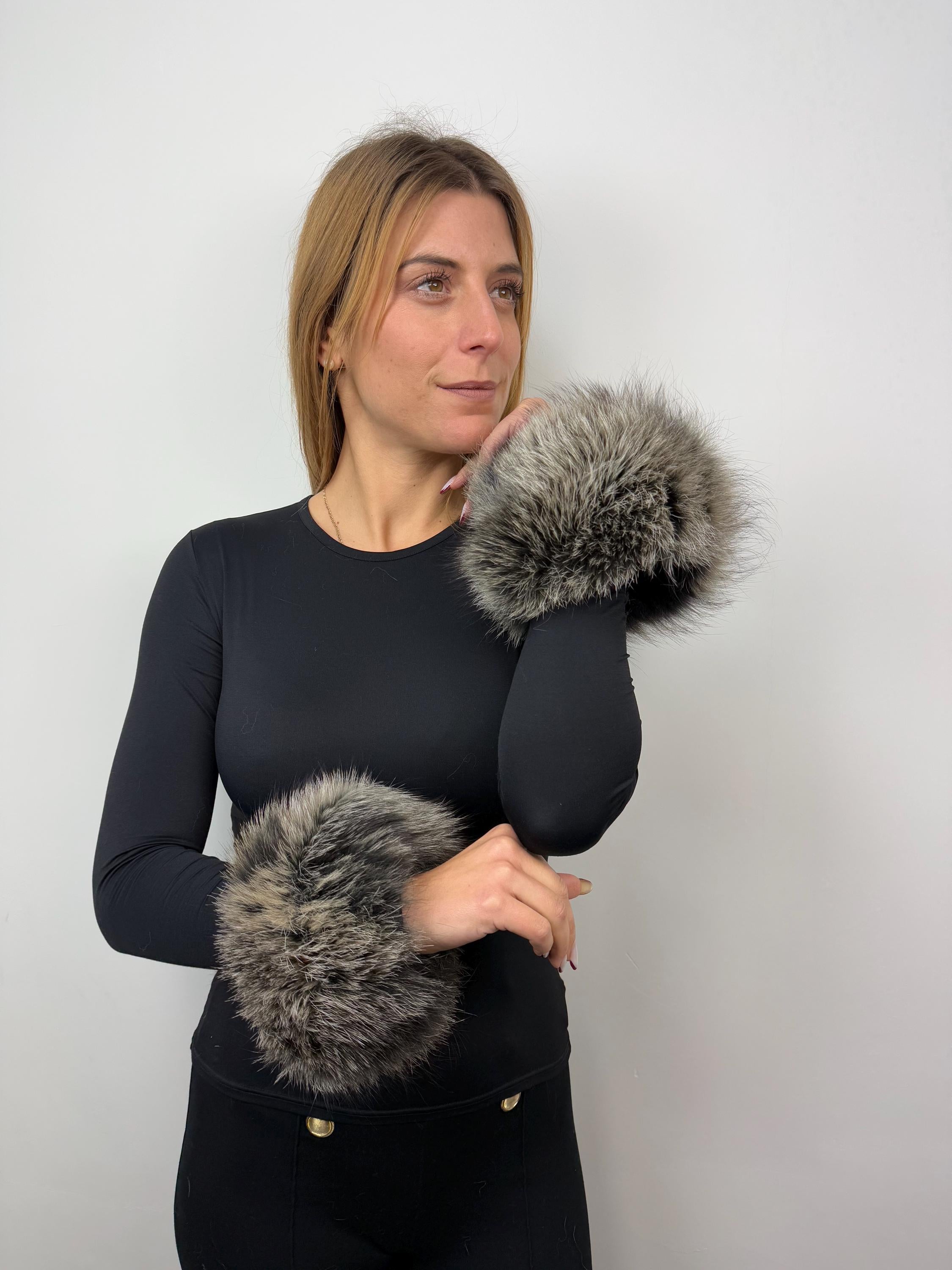 Real Fox Fur Cuffs: Handmade Fluffy Wrist Warmers (Set of Two)