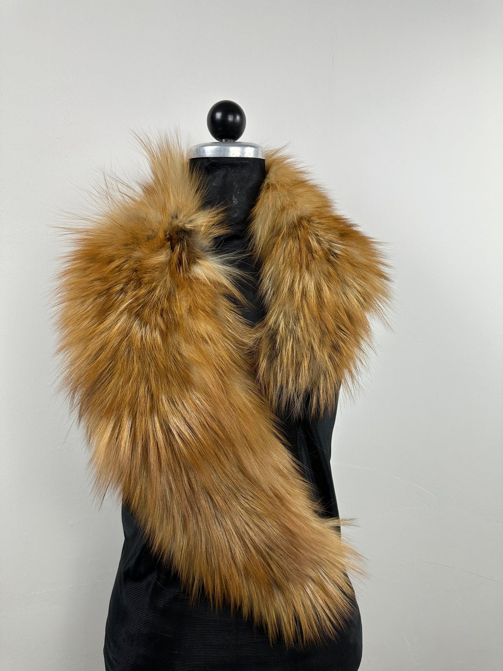 Handmade Golden Fox Fur Collar: Luxury Stole, Satin Lined