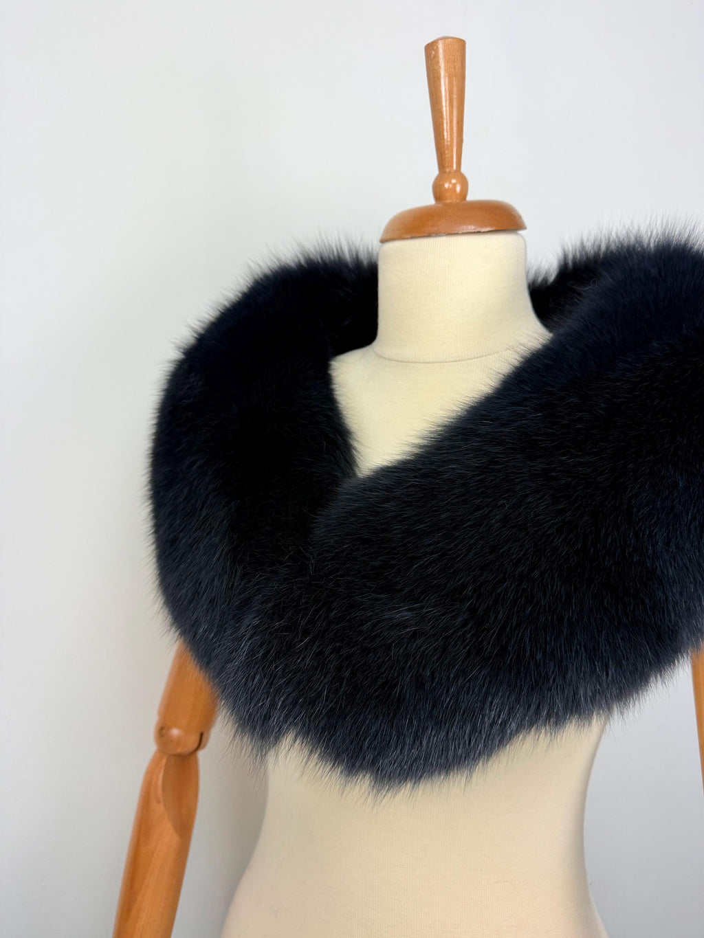 Blue-Black Fox Fur Collar – Real Fur Collar, Handmade in Greece, Luxury Neck Accessory