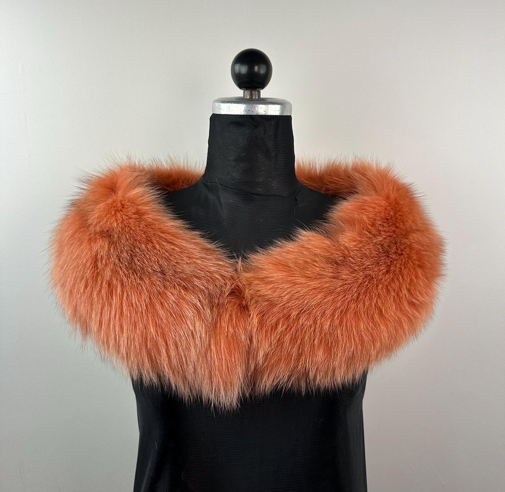Luxury Orange Fox Fur Collar: Genuine Fur Stole