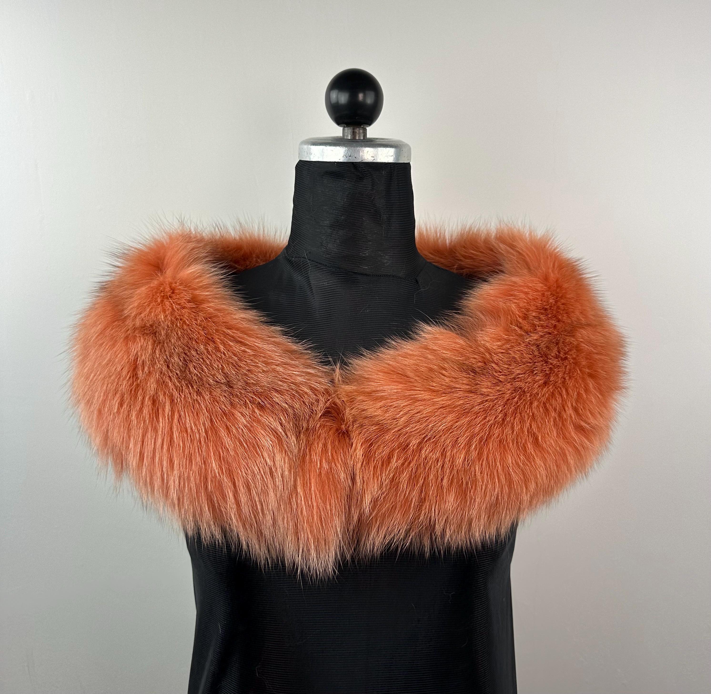 Luxury Orange Fox Fur Collar: Genuine Fur Stole