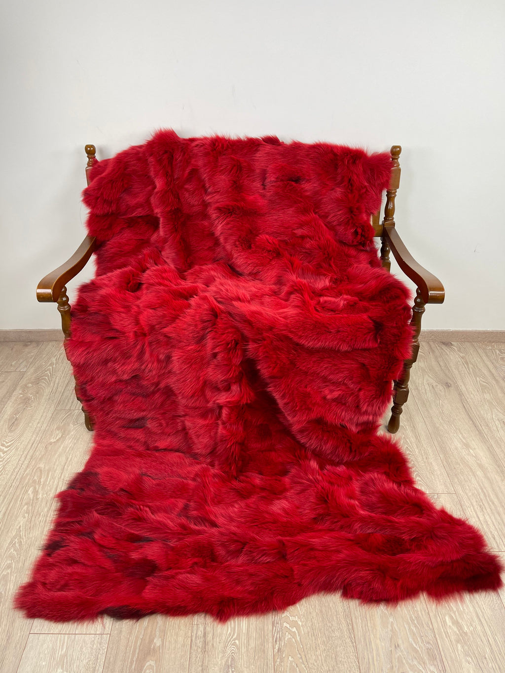 Luxury Red Fox Fur Blanket: Warm Fluffy Bedspread Throw