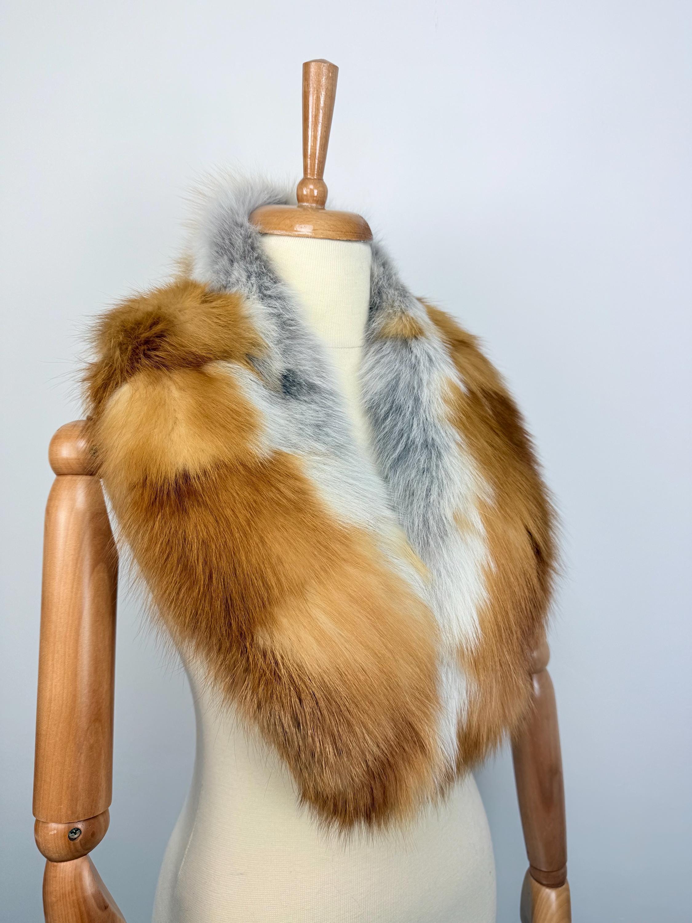 Red Fox Fur Collar, Real Fur Collar, Handmade Fur Collar, Luxury Winter Fur Accessory