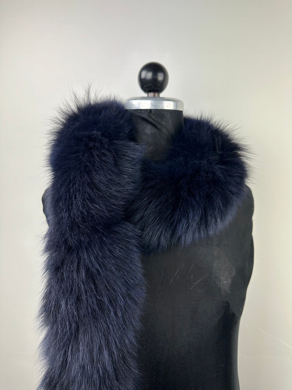 Blue Black Fox Fur Scarf: Handmade Genuine Fur, Luxury Neck Wrap
