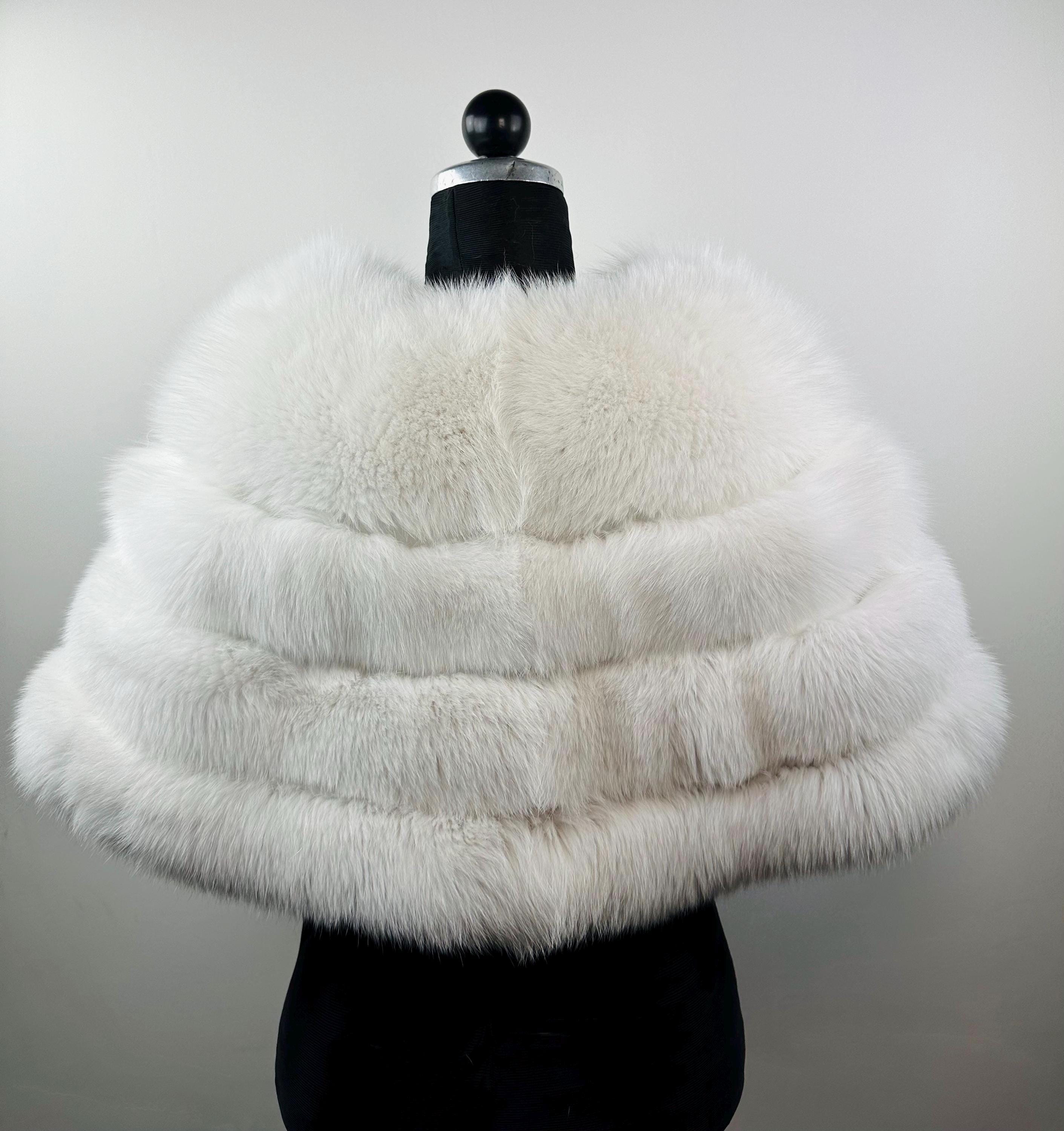 White fox fur stole, real fur bridal shawl warp, wedding etole