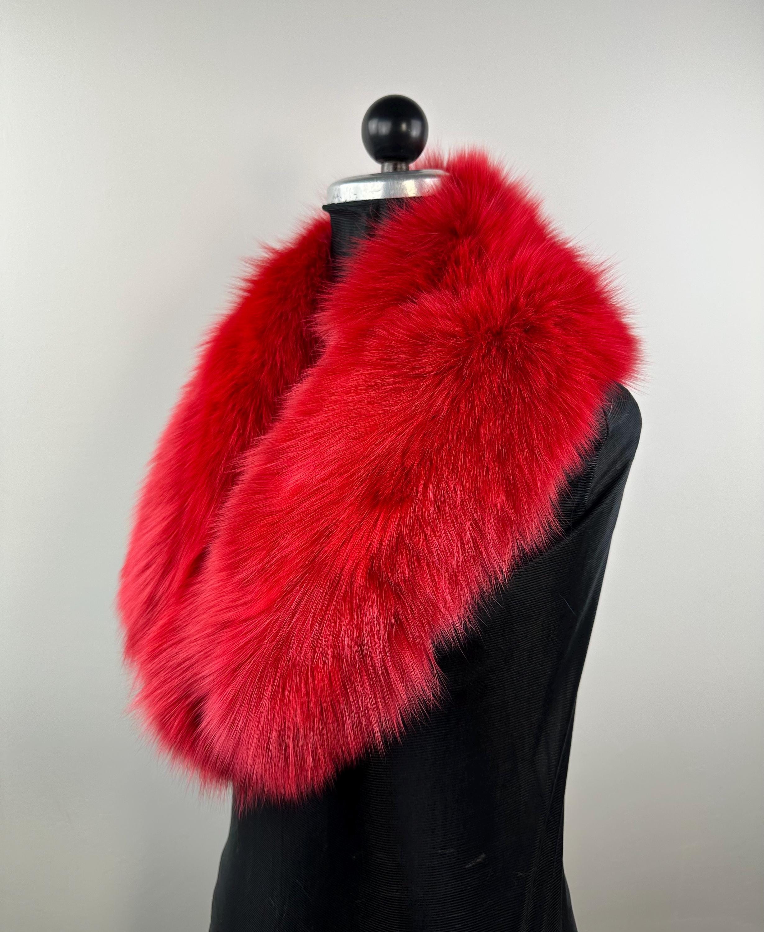Luxury Red Fox Fur Collar – Real Fur, Handmade in Greece, Elegant Neck Accessory