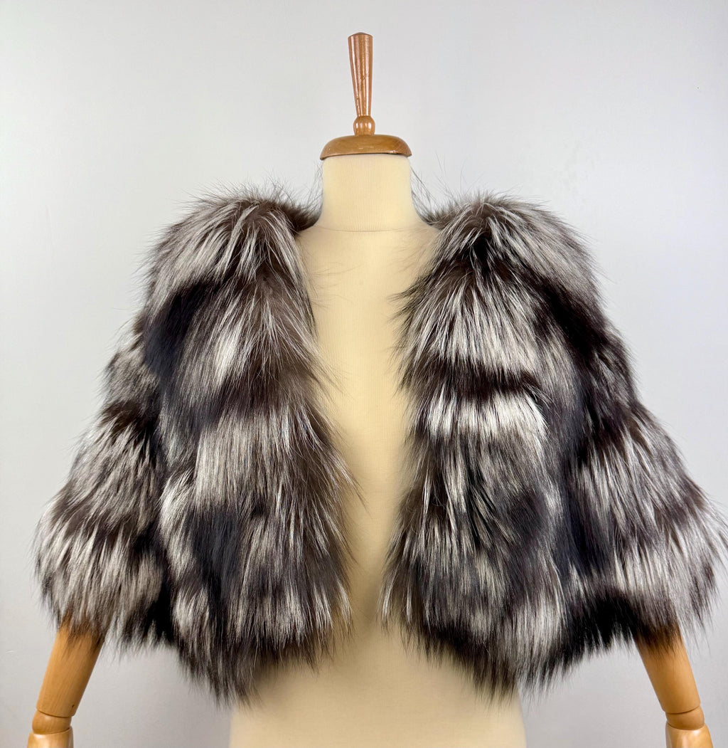 Genuine Silver Fox Fur Wrap: Handmade Real Fur Stole