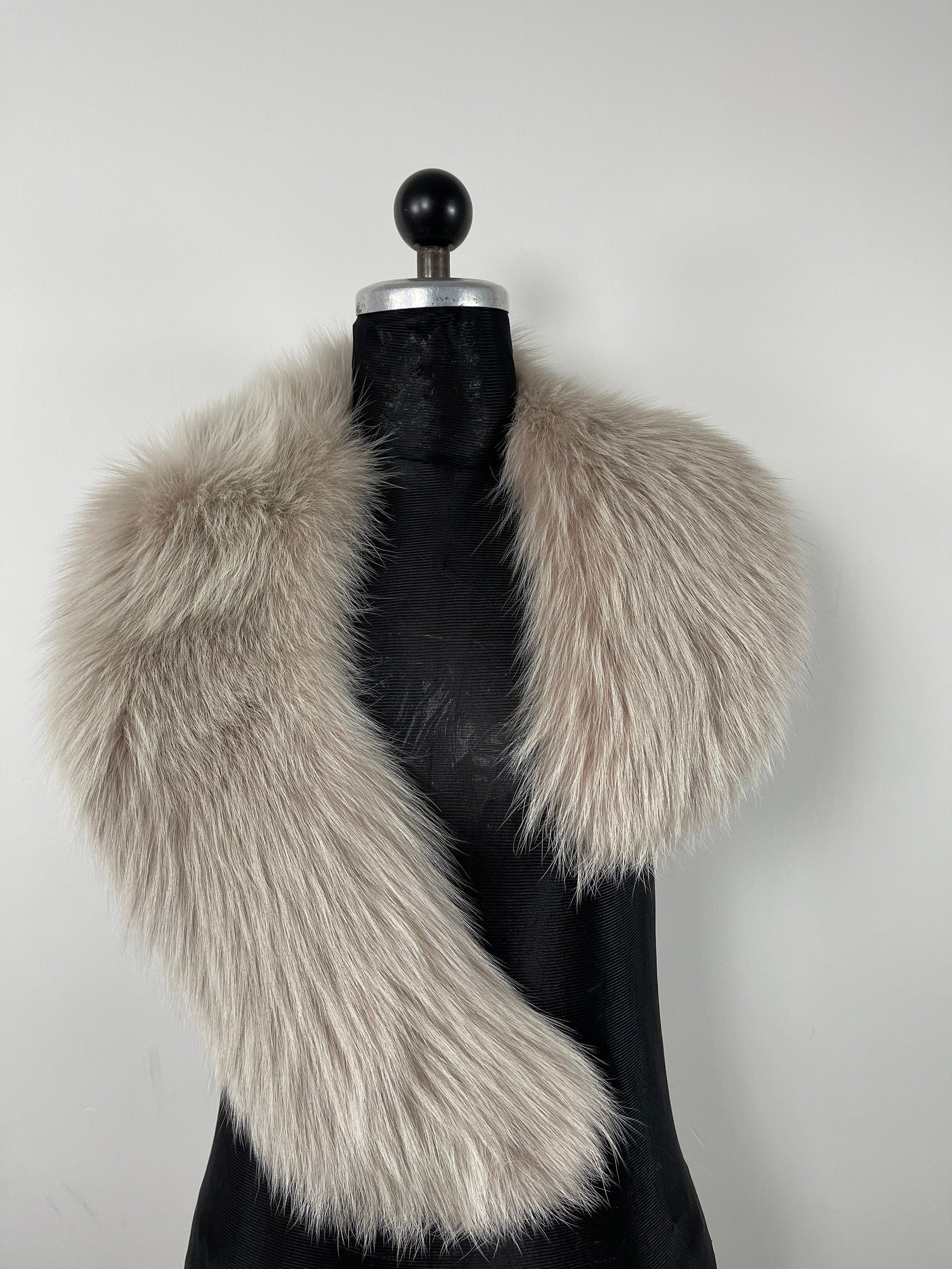 Fox Fur Collar – Real Fur Gray Collar, Handmade in Greece, Luxury Neck Accessory