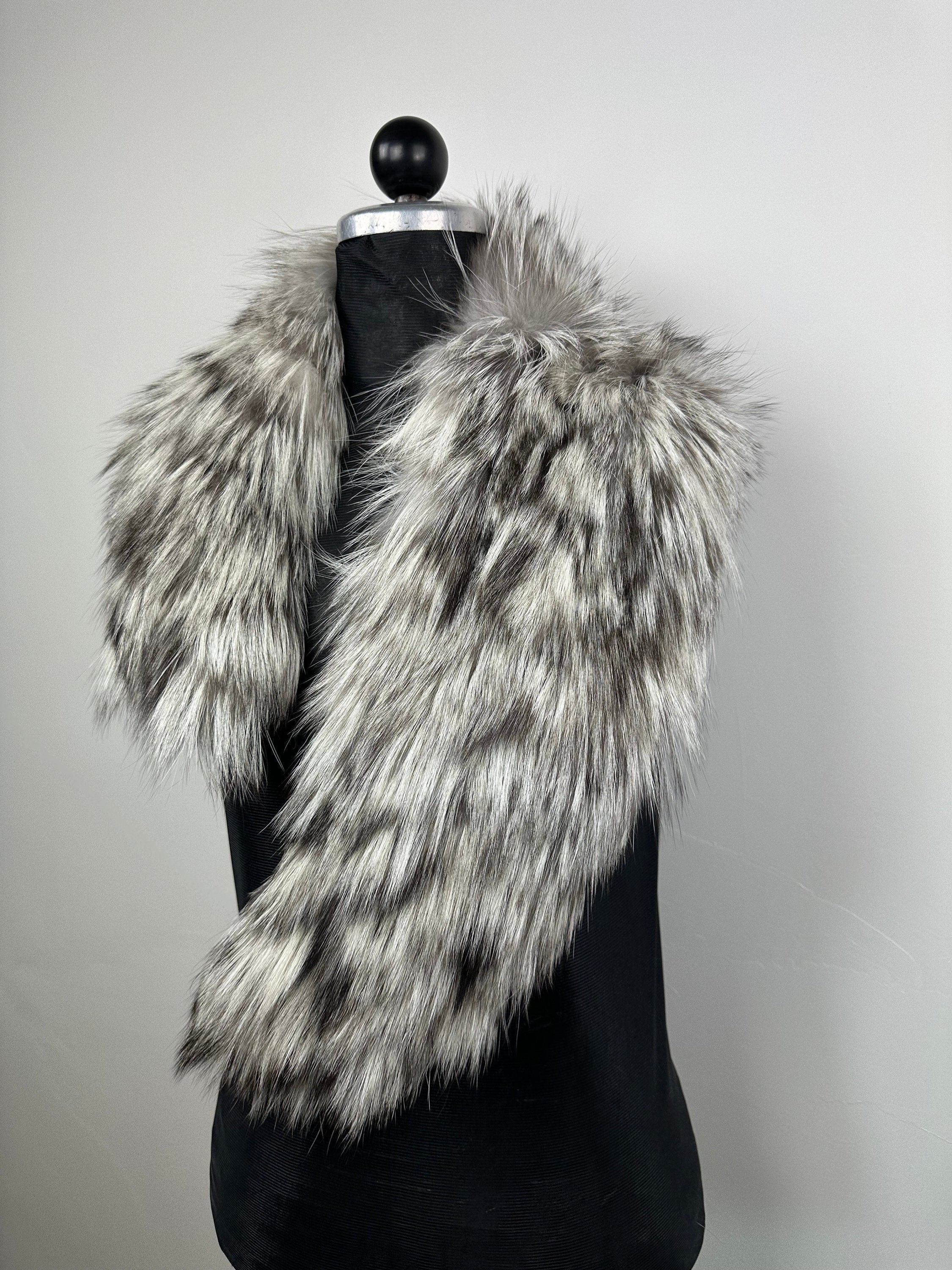 Handmade Silver Fox Fur Collar: Genuine Fur Stole