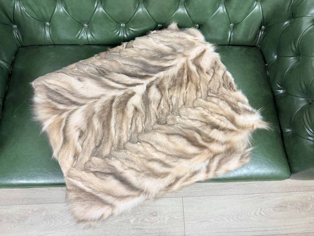 Luxury Fox Fur Blanket Throw - Handmade in Greece