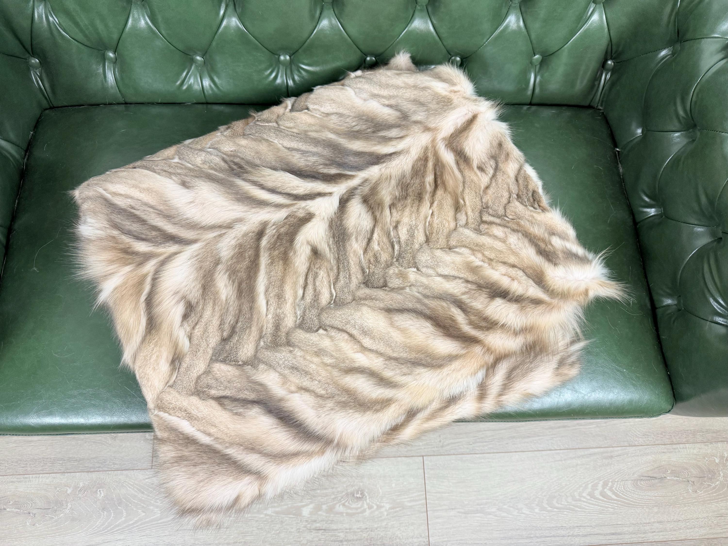 Luxury Fox Fur Blanket Throw - Handmade in Greece