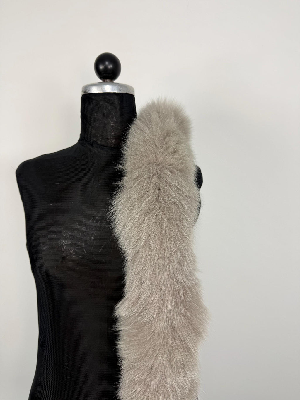 Gray Fox Fur Scarf – Real Fur Scarf, Handmade in Greece, Luxury Winter Scarf