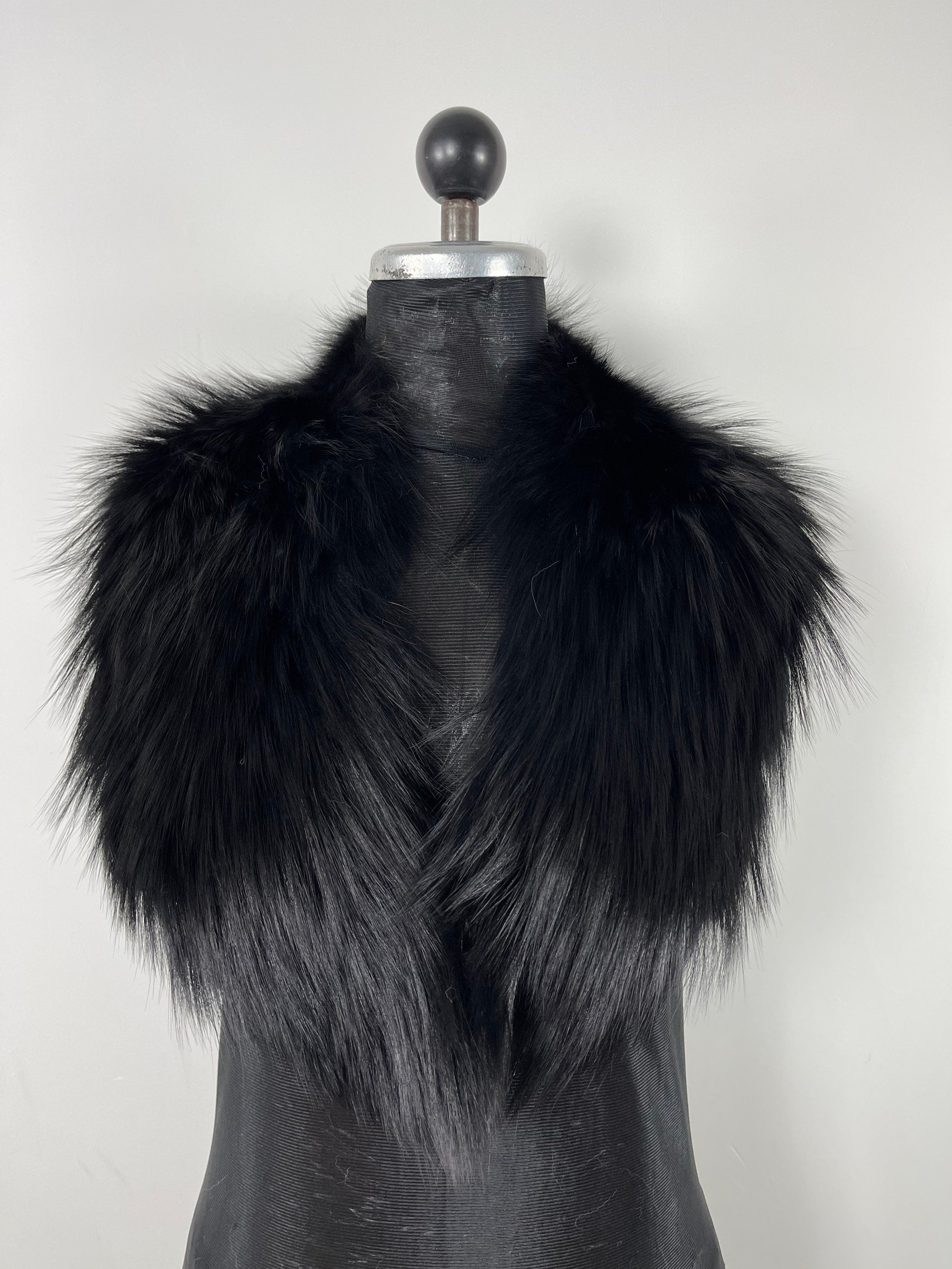 Luxury Black Fox Fur Collar: Genuine Fur Stole,  Neck Wrap