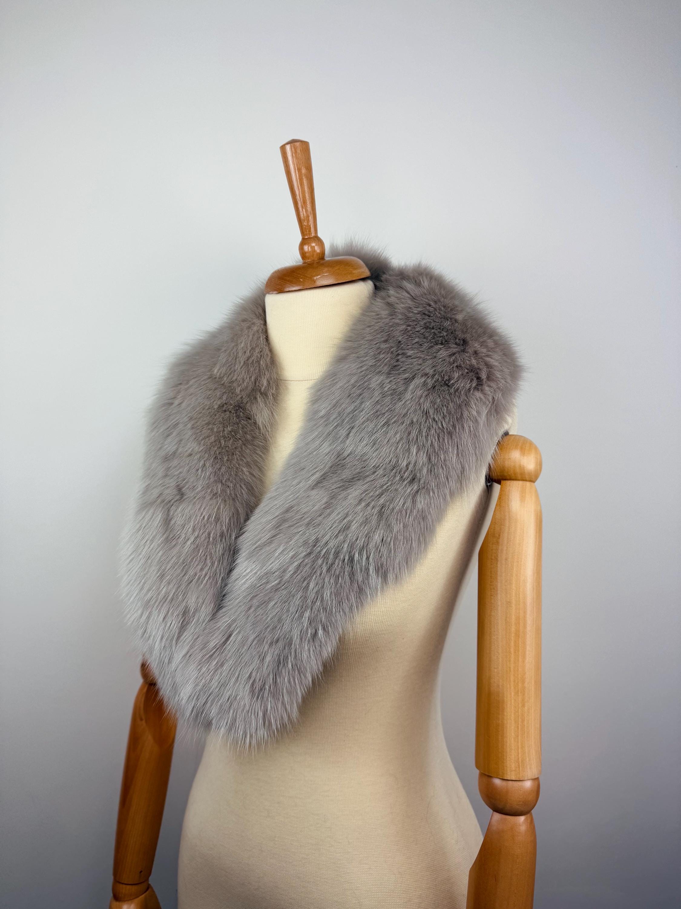 Gray Fox Fur Collar – Real Fur Collar, Handmade in Greece, Luxury Neck Accessory