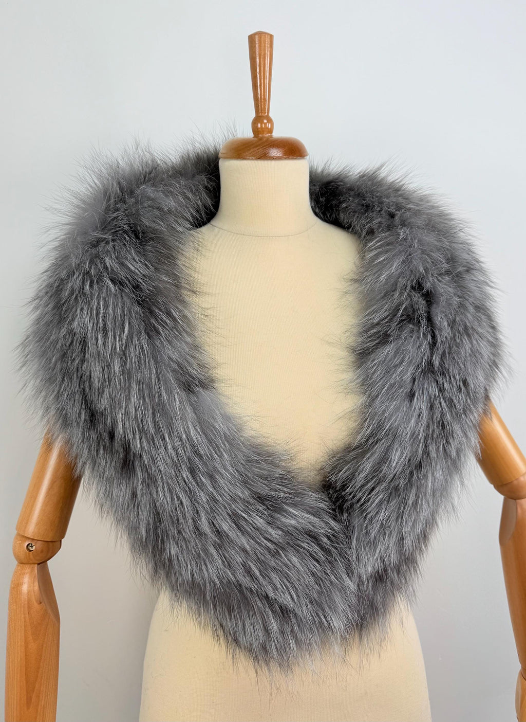 Frost Fox Fur Stole – Real Fox Fur Wrap, Extra Long Luxury Fur, Handmade in Greece