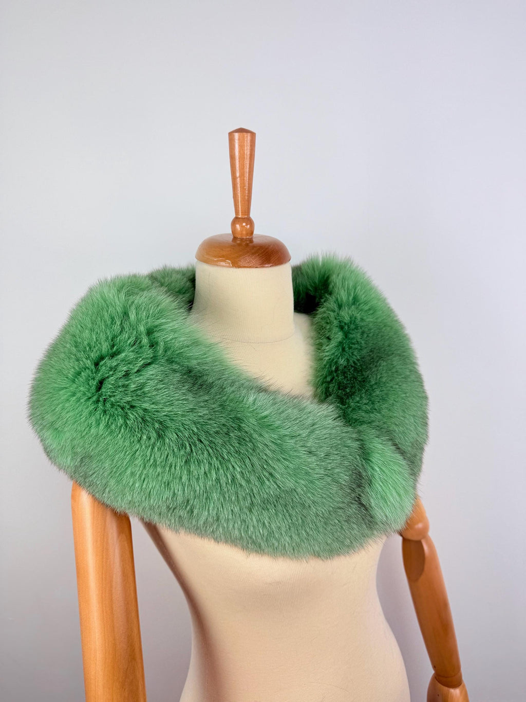 Emerald Green Fox Fur Collar – Real Fur Collar, Handmade in Greece, Luxury Neck Accessory