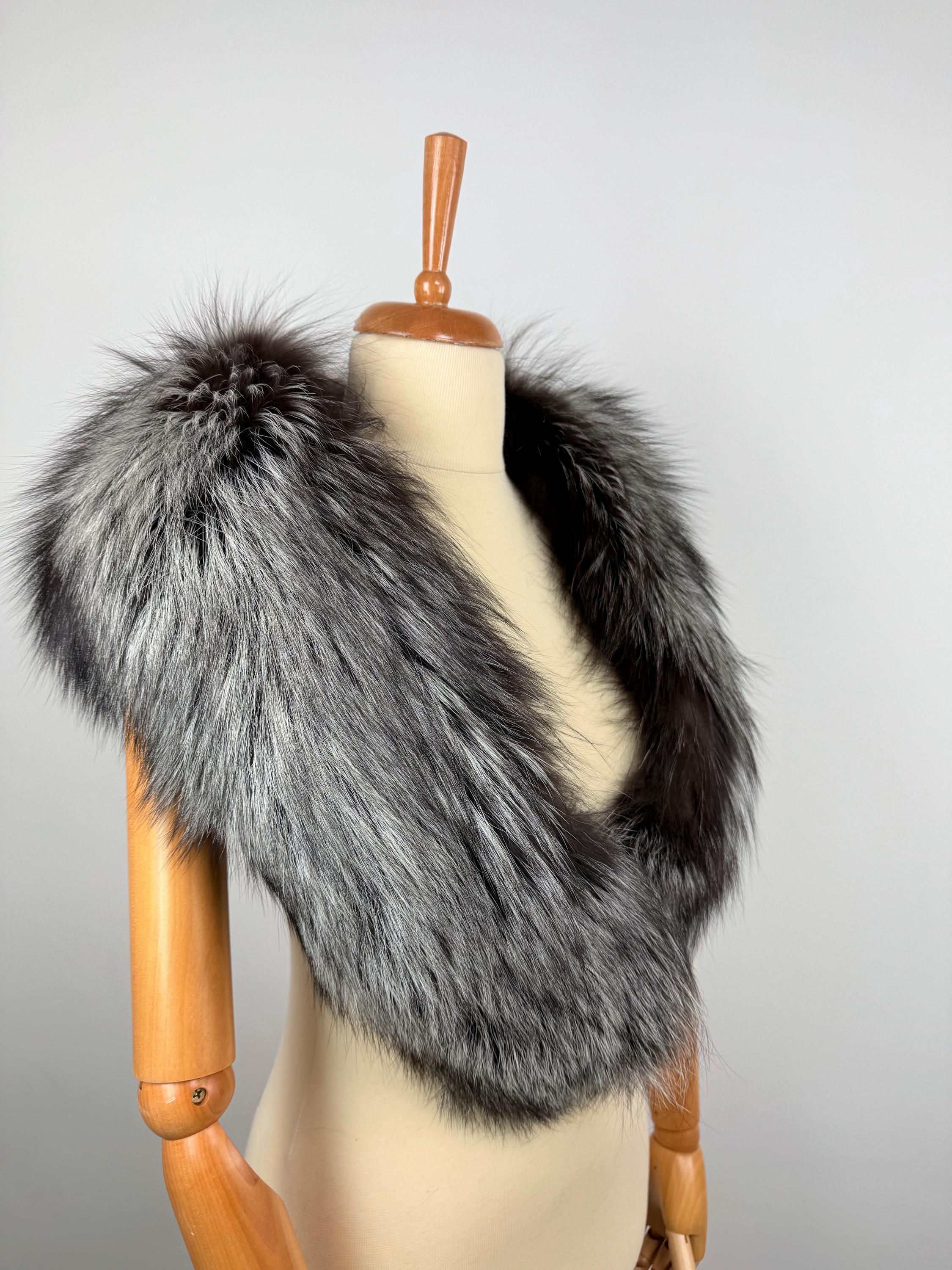 Silver Fox Fur Stole Collar - Luxury Extra Long Fur Scarf