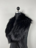 Luxury Black Fox Fur Collar: Genuine Fur Stole,  Neck Wrap