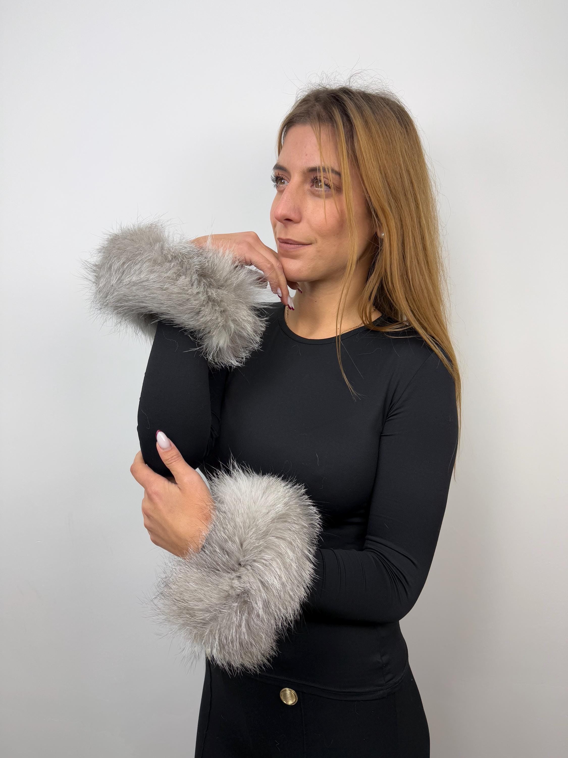 Real Fox Fur Cuffs: Handmade Fluffy Wrist Warmers (Set of Two)
