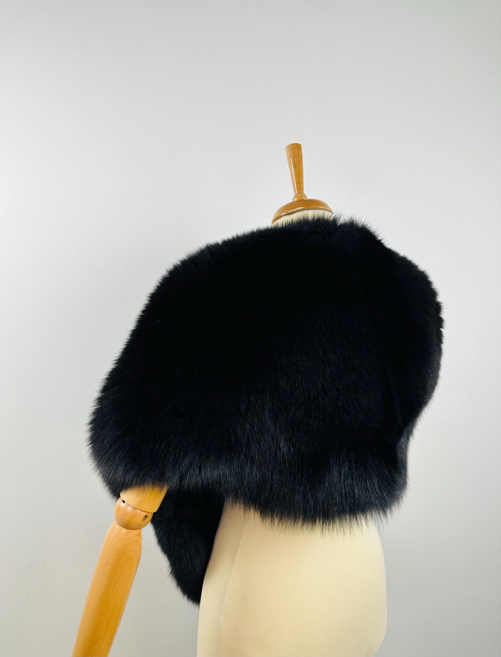 Premium Black Fox Fur Shawl, real fur stole, fur collar , stole, Black fur warp