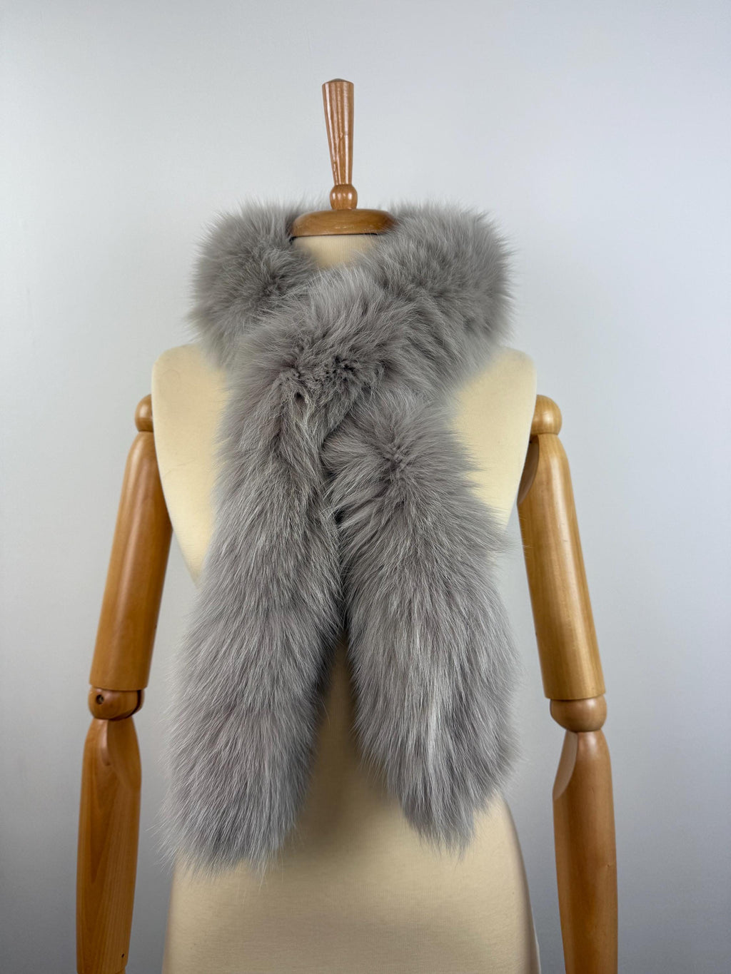 Gray Fox Fur Scarf – Real Fur Scarf, Handmade in Greece, Luxury Winter Scarf