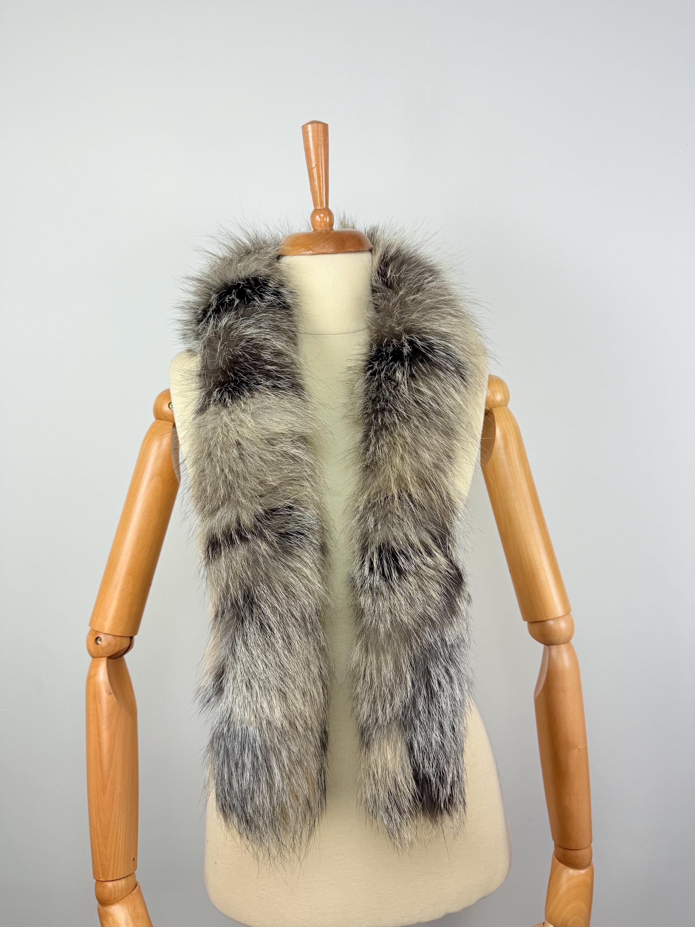 Cross Fox Fur Scarf – Real Fur Scarf, Handmade in Greece, Luxury Winter Scarf