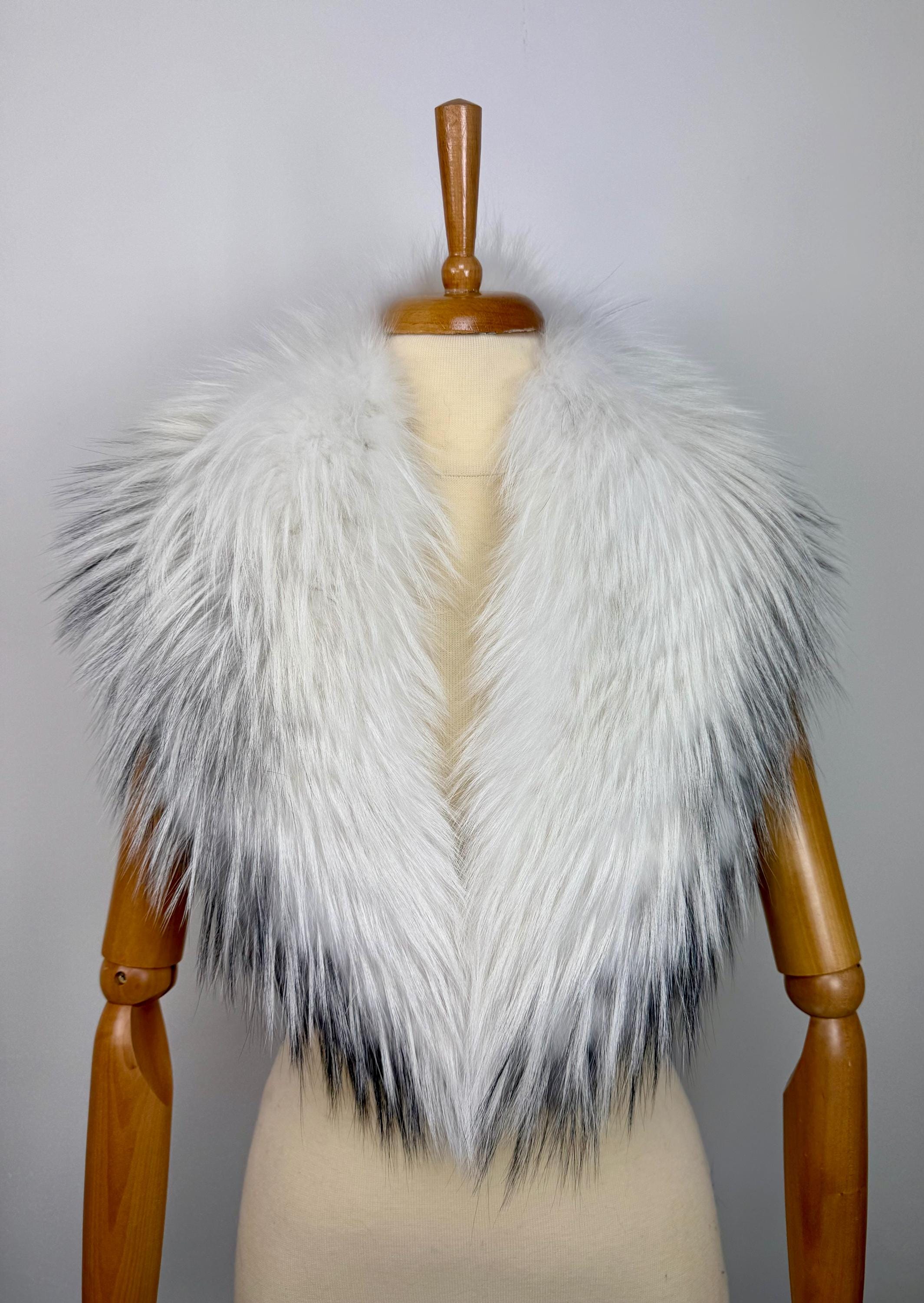 Platinum Fox Fur Collar – Real Fur Collar, Handmade in Greece, Luxury Neck Accessory