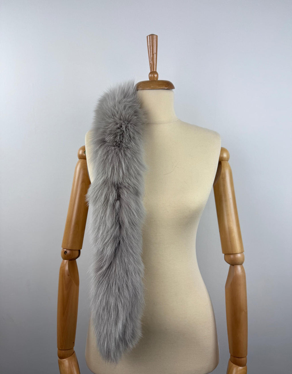 Gray Fox Fur Scarf – Real Fur Scarf, Handmade in Greece, Luxury Winter Scarf