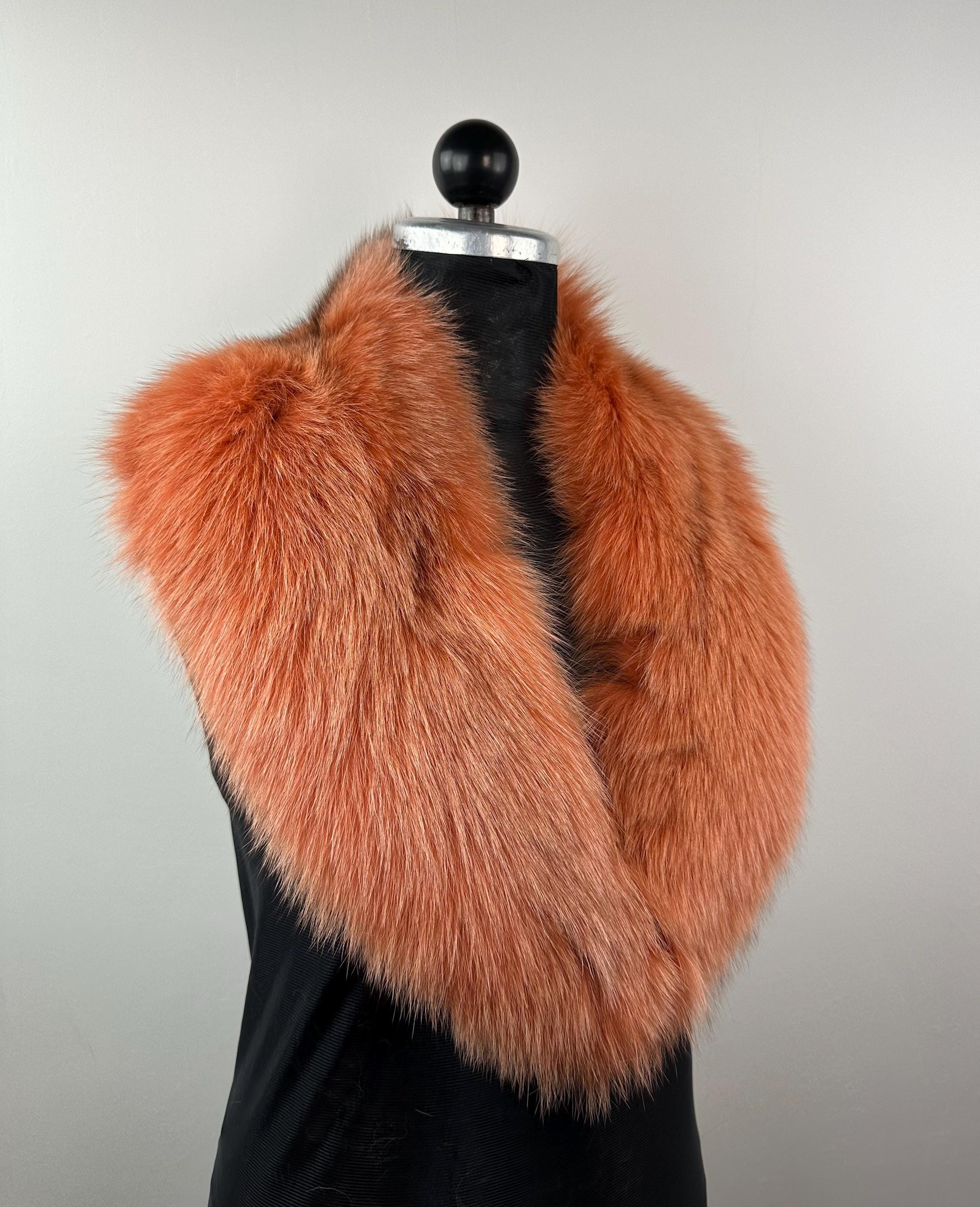 Luxury Orange Fox Fur Collar: Genuine Fur Stole