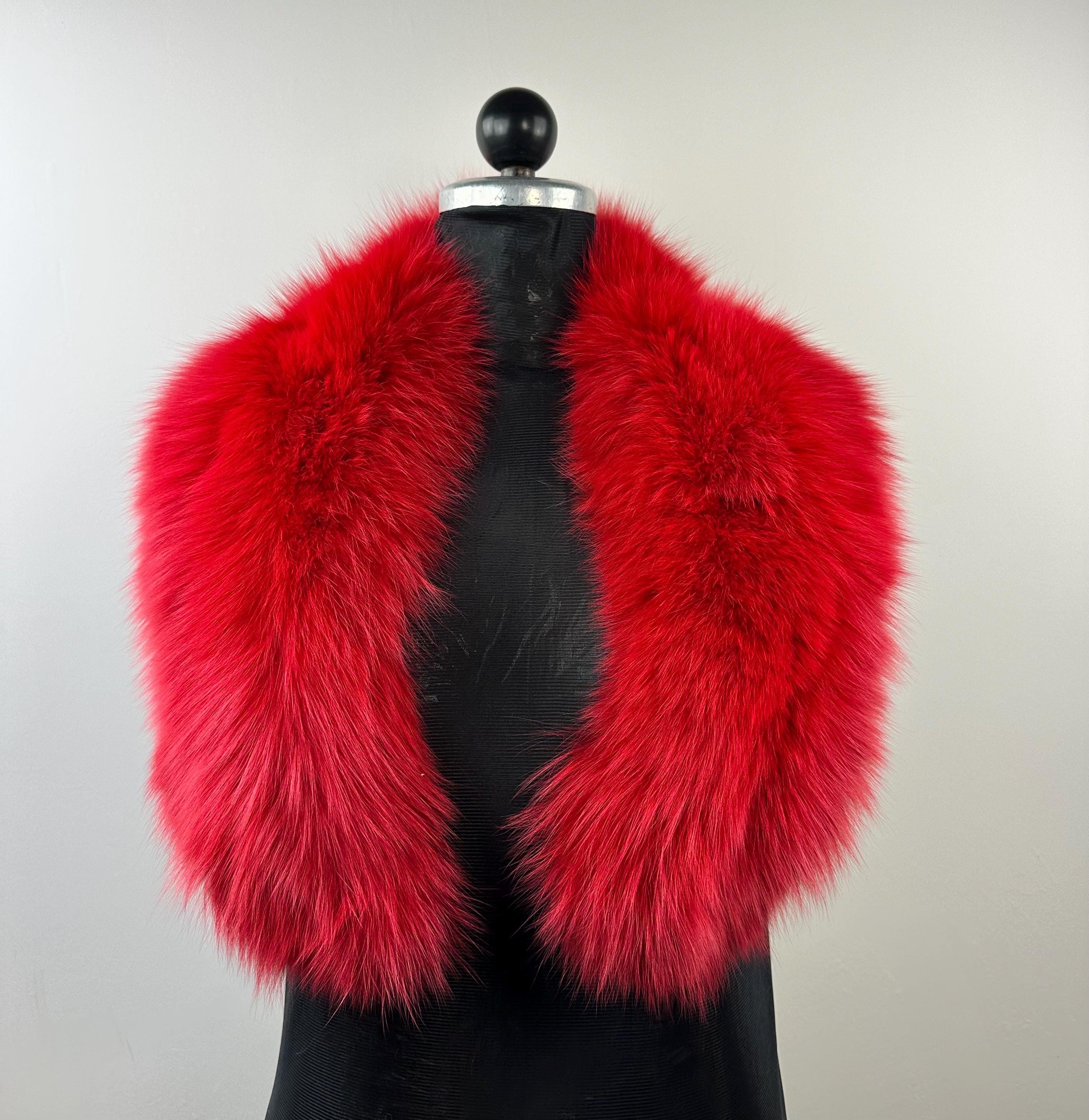 Luxury Red Fox Fur Collar – Real Fur, Handmade in Greece, Elegant Neck Accessory
