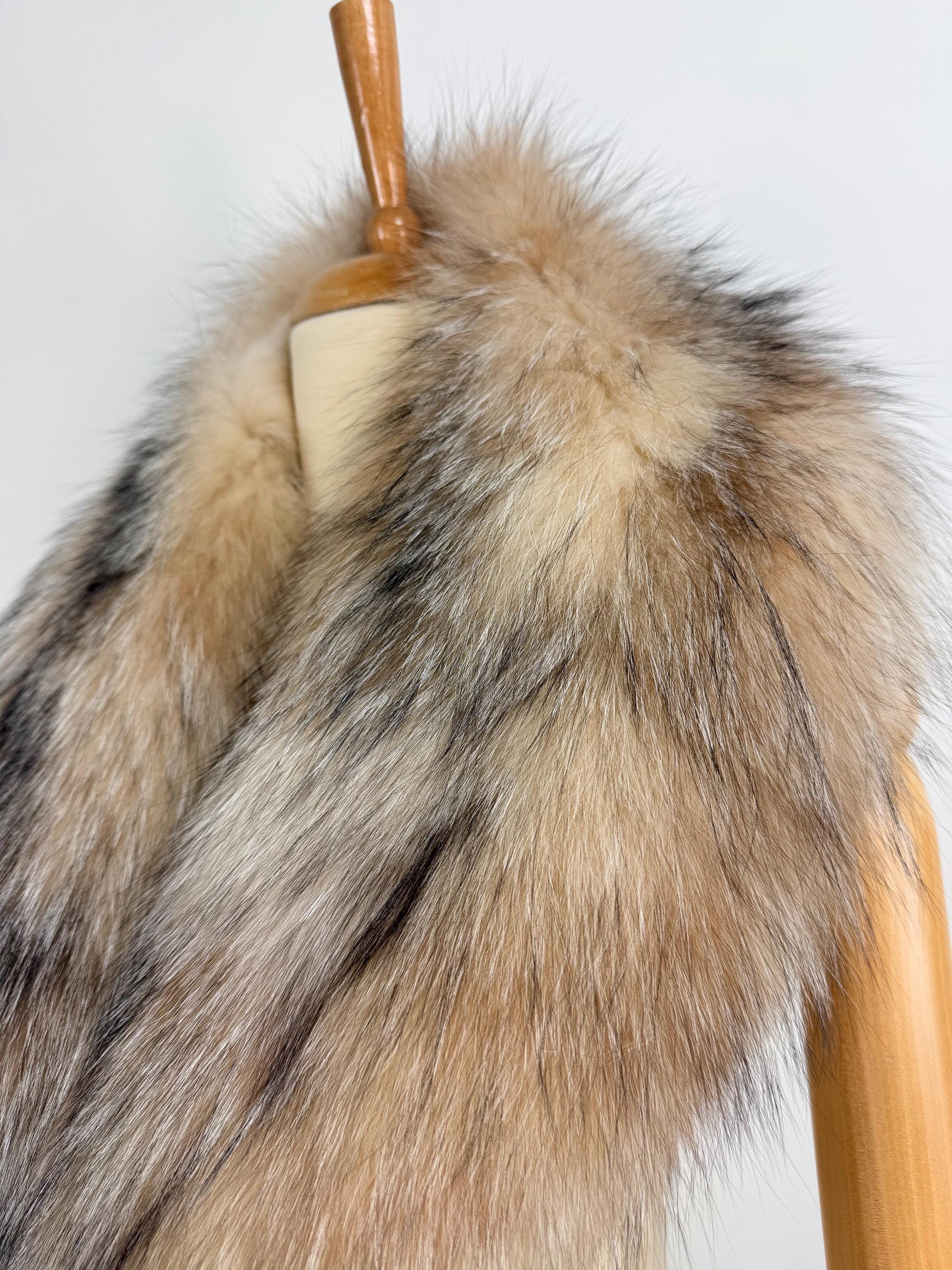 Natural Fur Collar: Luxury Real Fur Crystal Fox Stole Scarf