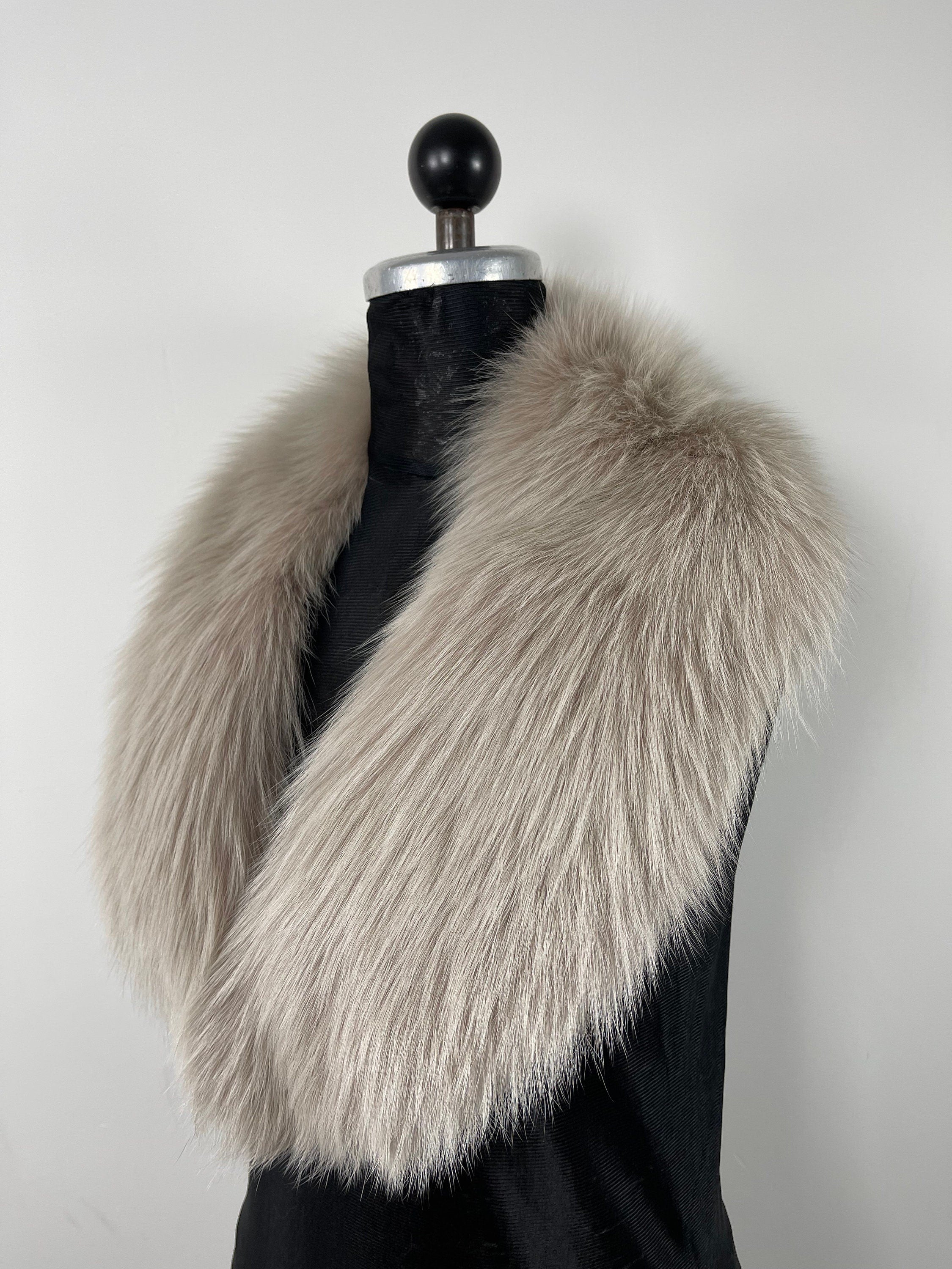 Fox Fur Collar – Real Fur Gray Collar, Handmade in Greece, Luxury Neck Accessory