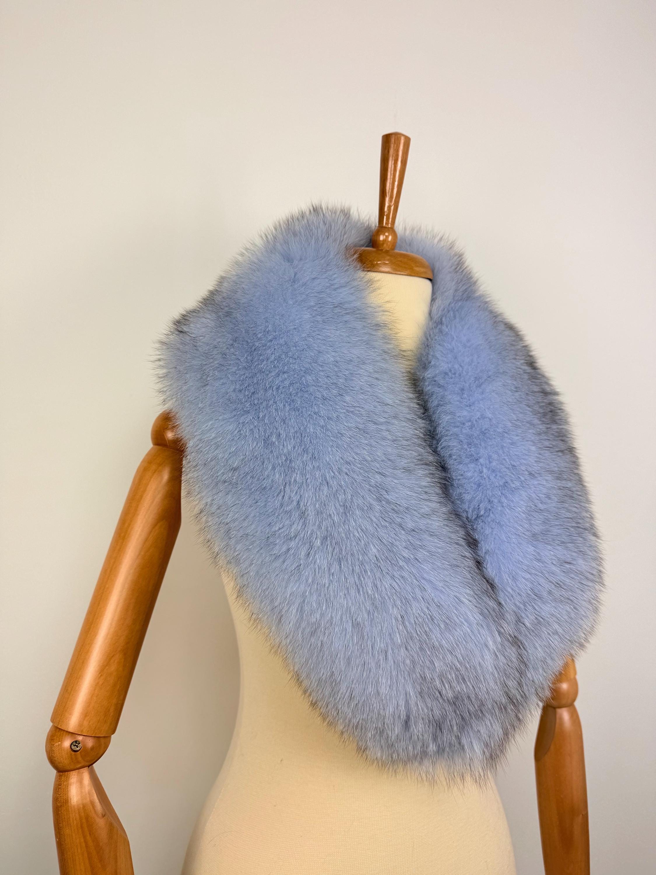 ky Blue Fox Fur Collar – Real Fur Collar, Handmade in Greece, Luxury Neck Accessory