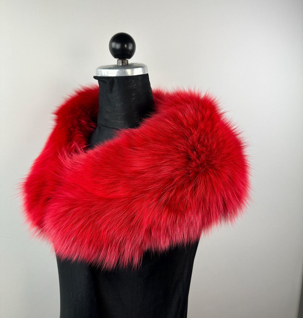 Luxury Red Fox Fur Collar – Real Fur, Handmade in Greece, Elegant Neck Accessory
