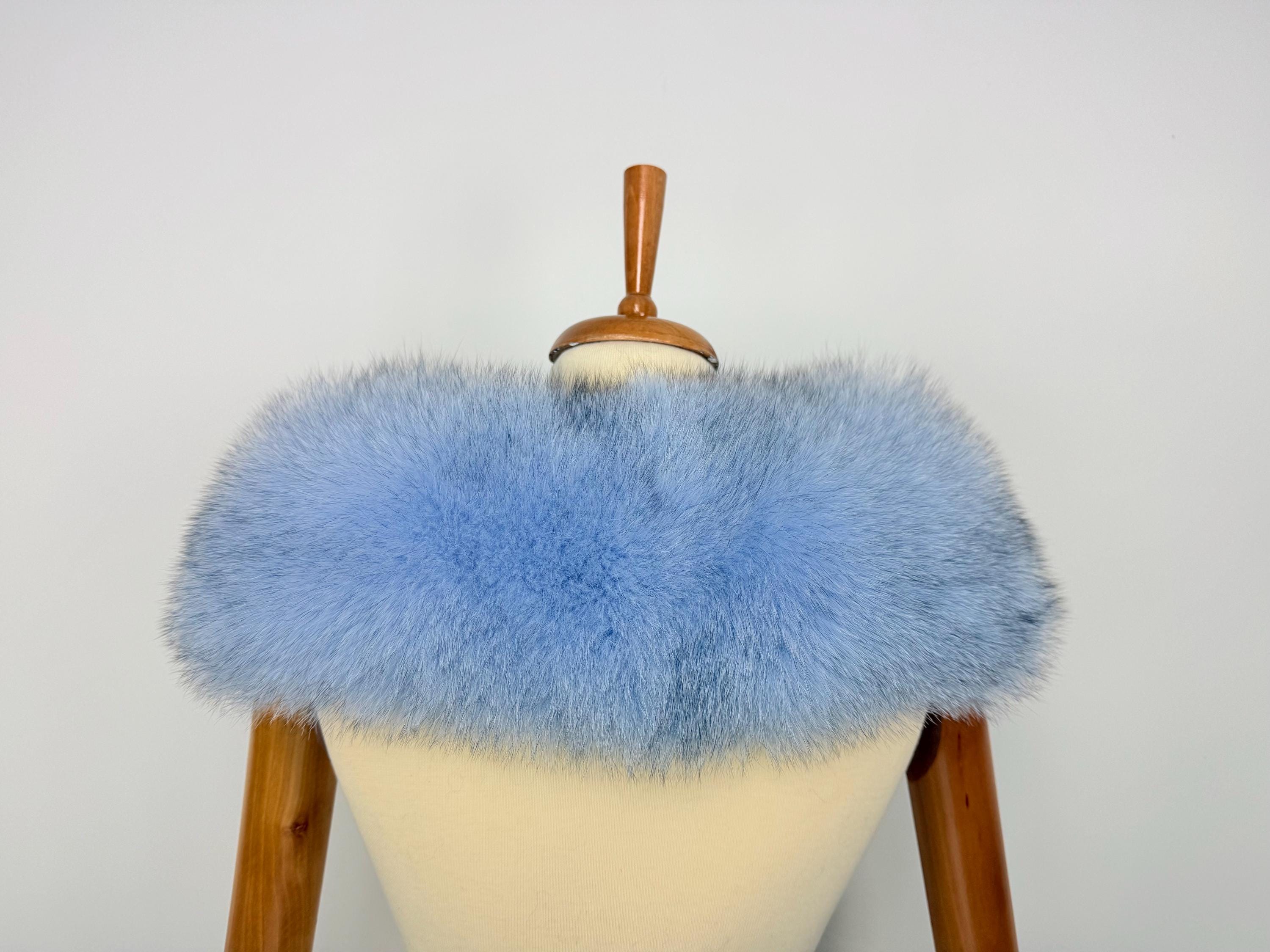 ky Blue Fox Fur Collar – Real Fur Collar, Handmade in Greece, Luxury Neck Accessory