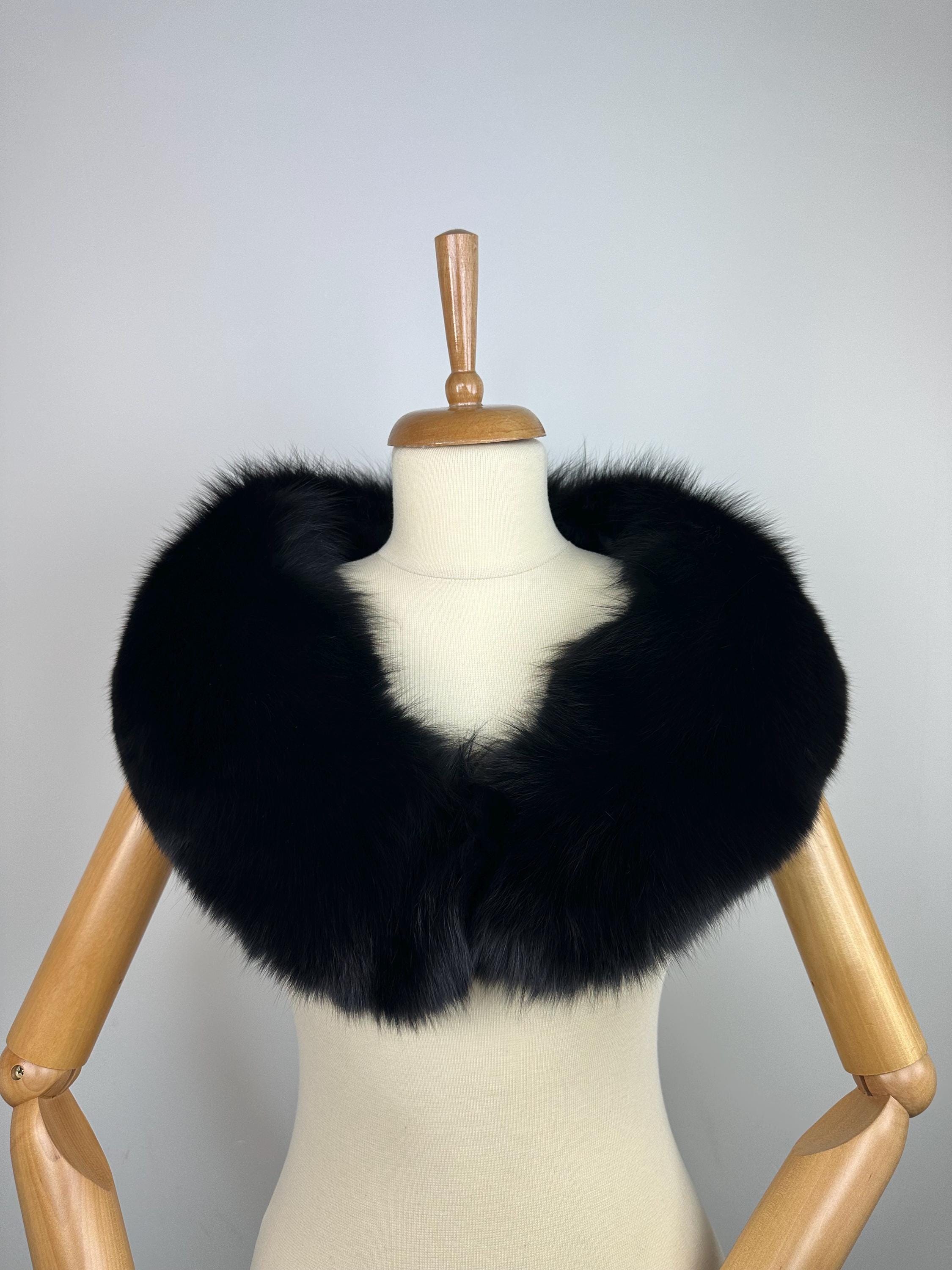 Luxury Black Fox Fur Collar: Genuine Fur Stole