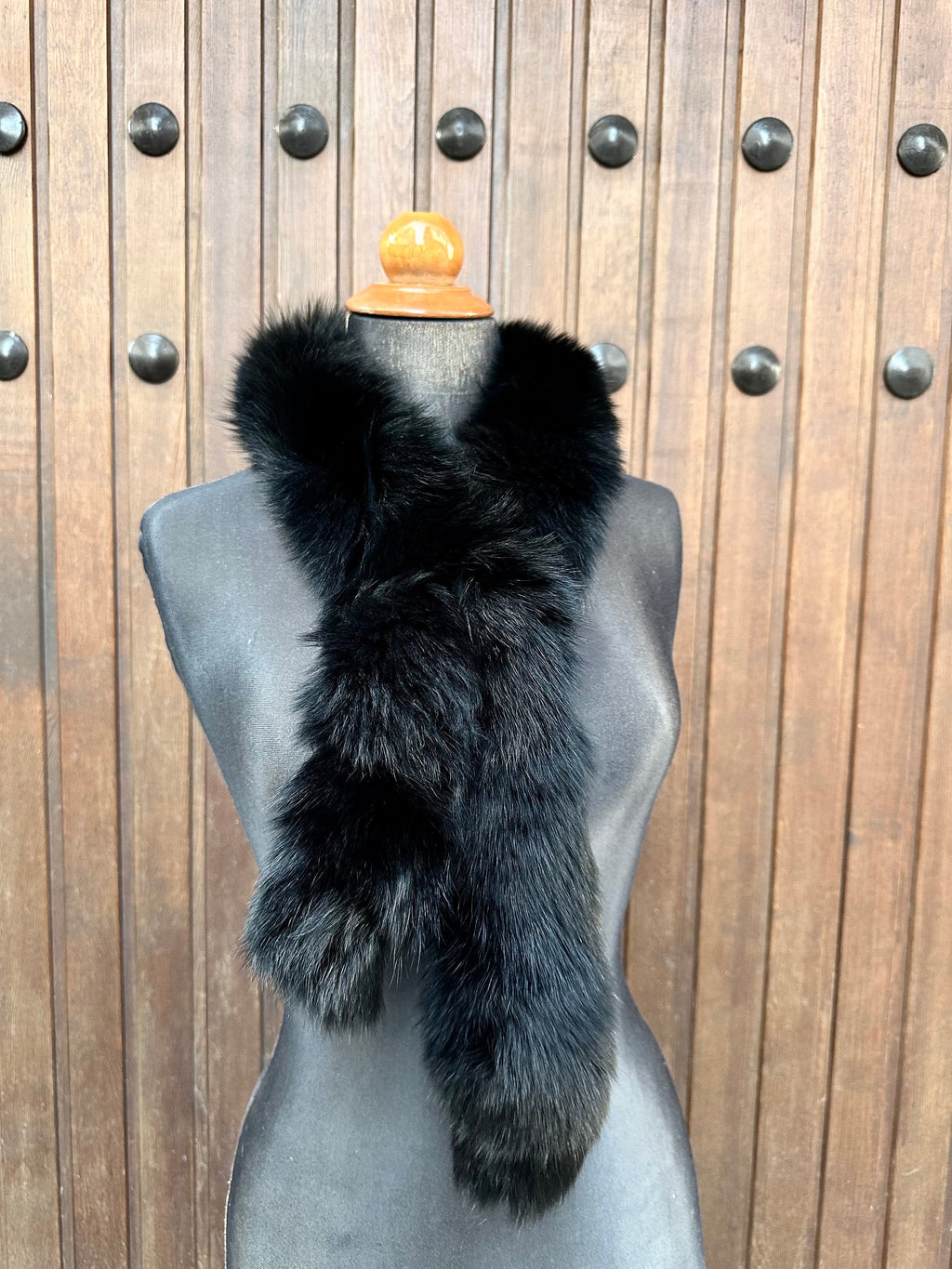 Stylish Black Fur Scarf, Real Fur Neck Warmer