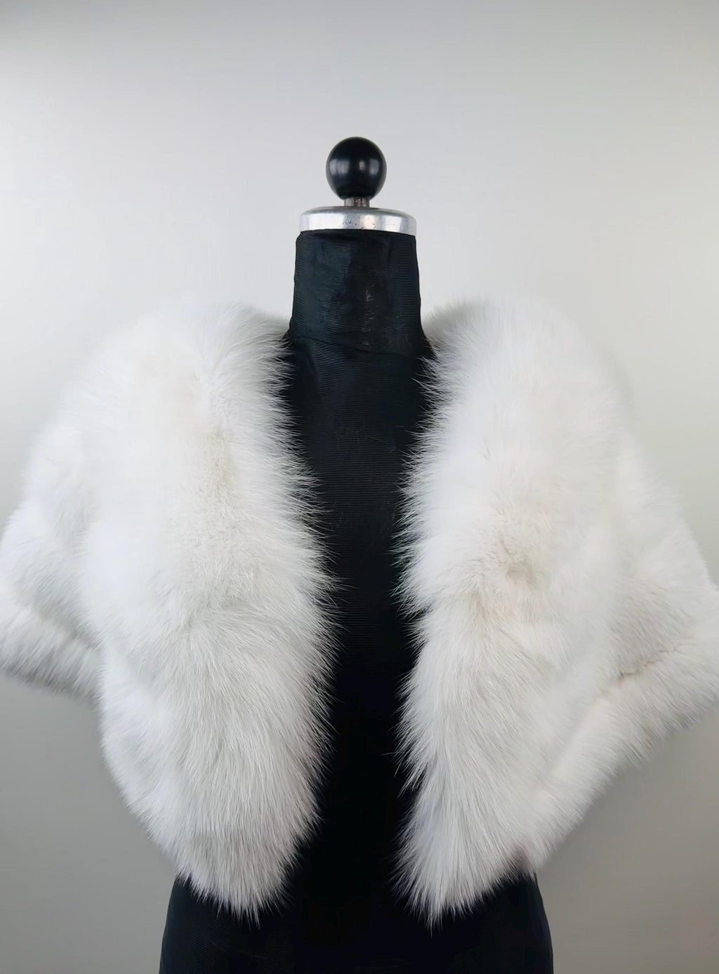 White fox fur stole, real fur bridal shawl warp, wedding etole