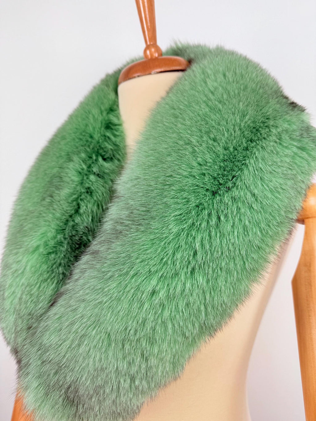 Emerald Green Fox Fur Collar – Real Fur Collar, Handmade in Greece, Luxury Neck Accessory
