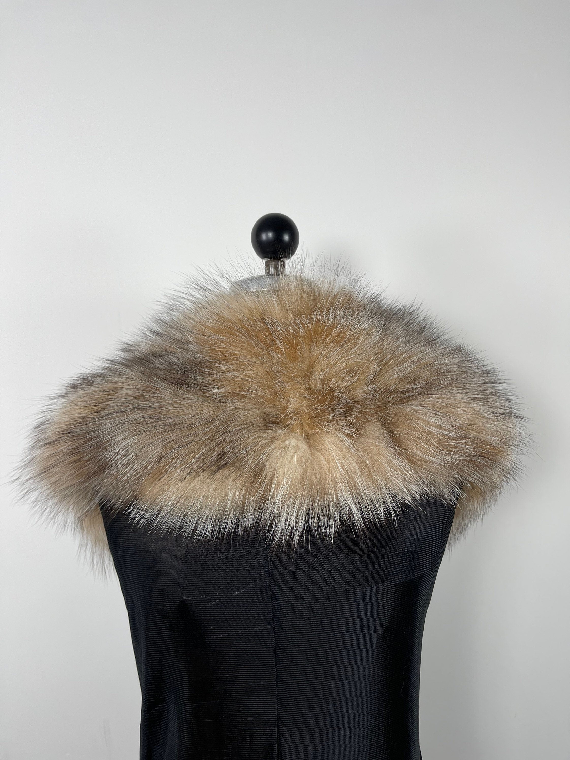 Crystal Fox Fur Collar – Real Fur Collar, Handmade in Greece, Luxury Neck Accessory
